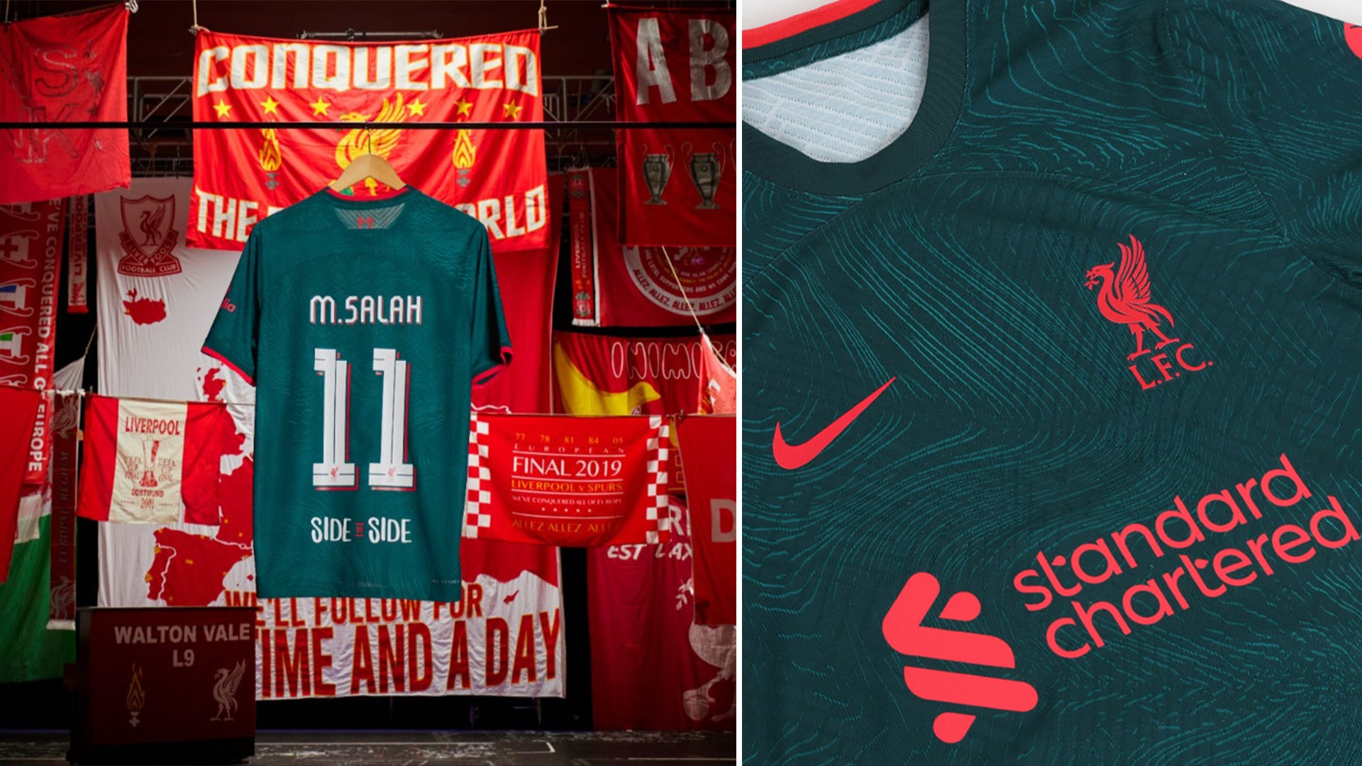 Wave your flag! Liverpool drop banner-inspired green and red third kit ...