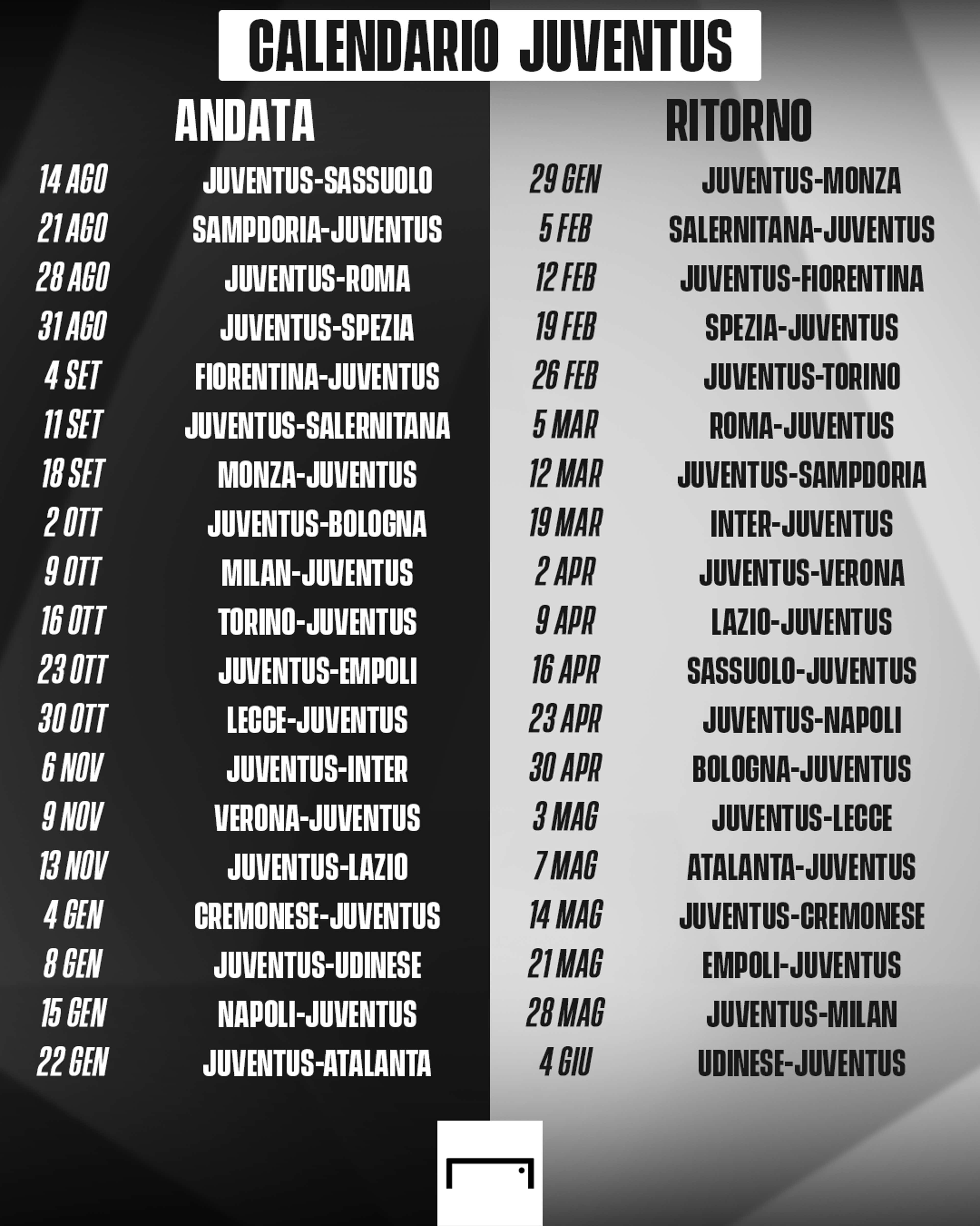 Calendario Juventus Serie A 2022/2023