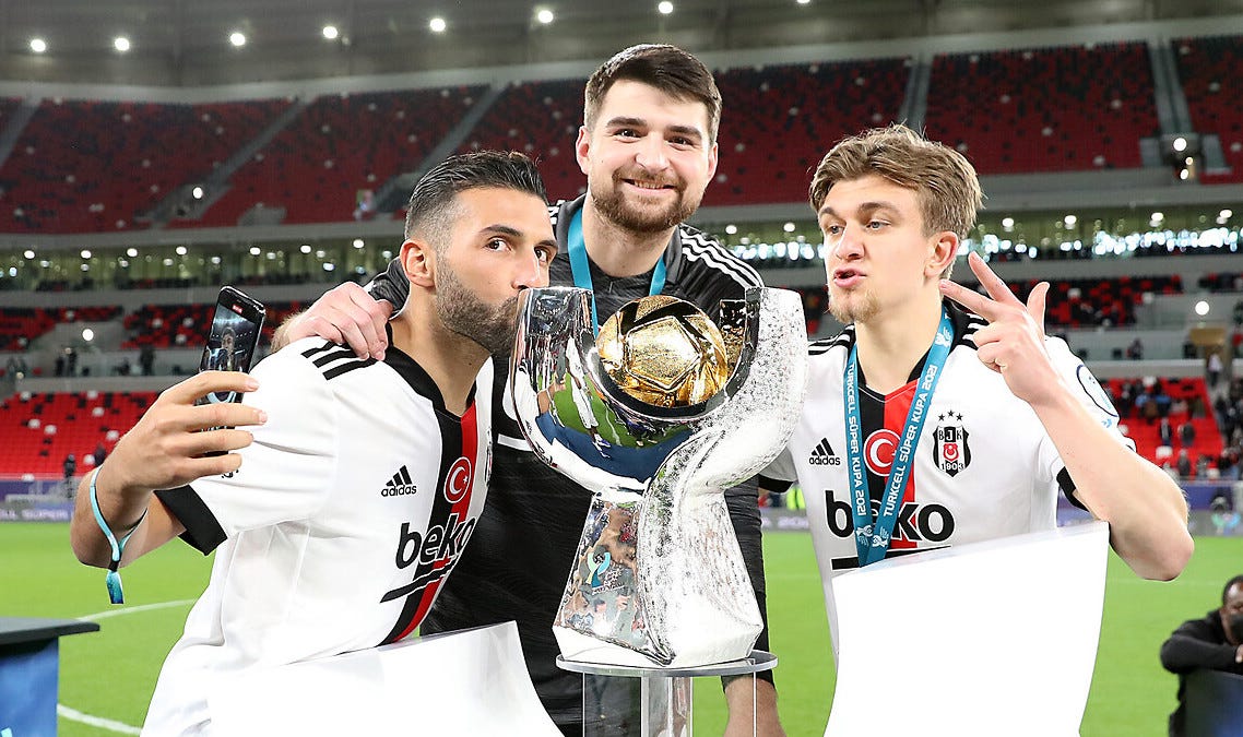 Umut Meras & Ersin Destanoglu & Ridvan Yilmaz Besiktas Super Cup Celebrations 01/05/22