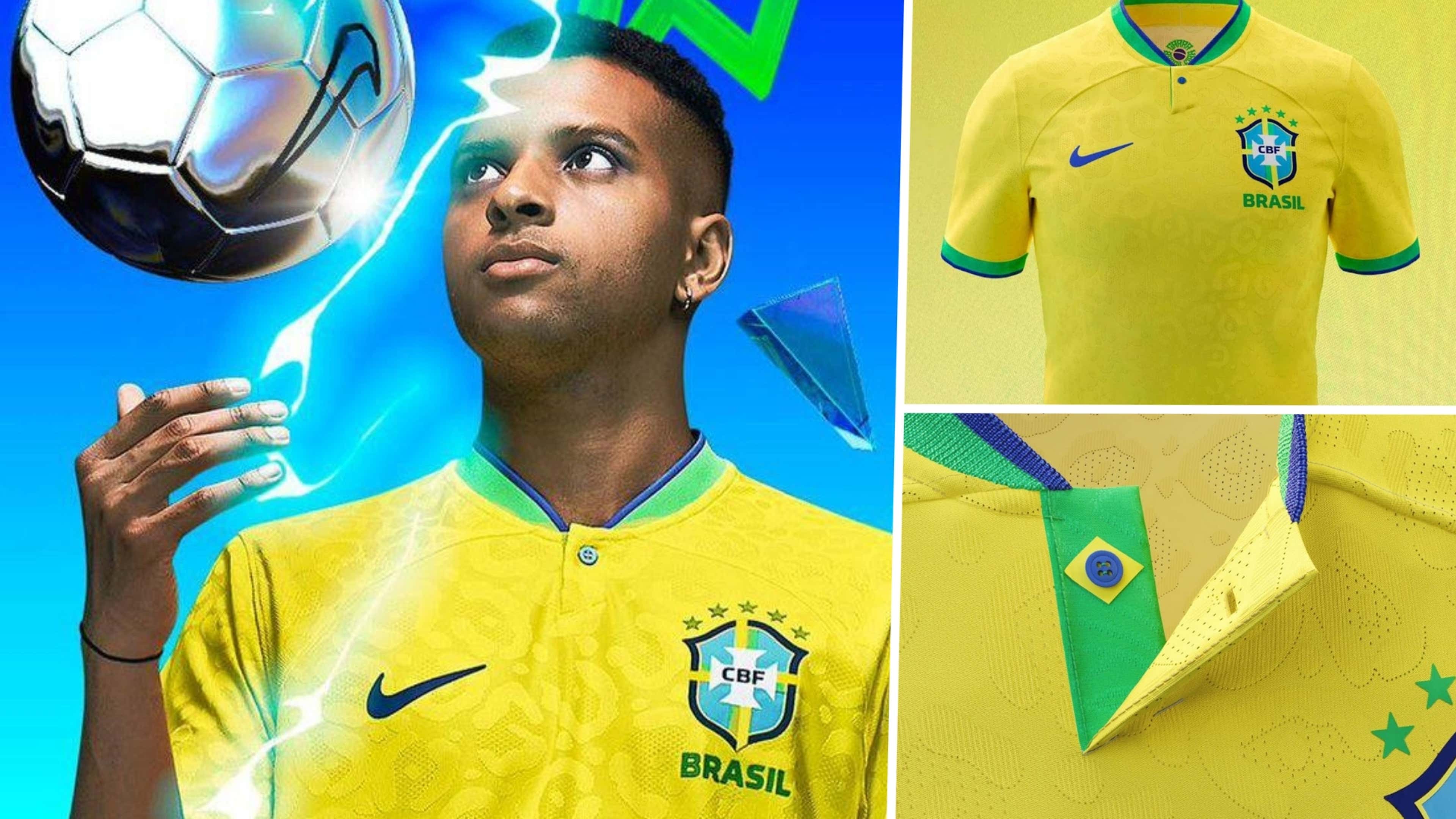 Nike Brazil Away Jersey 22/23 w/ World Cup 2022 Patches (Paramount