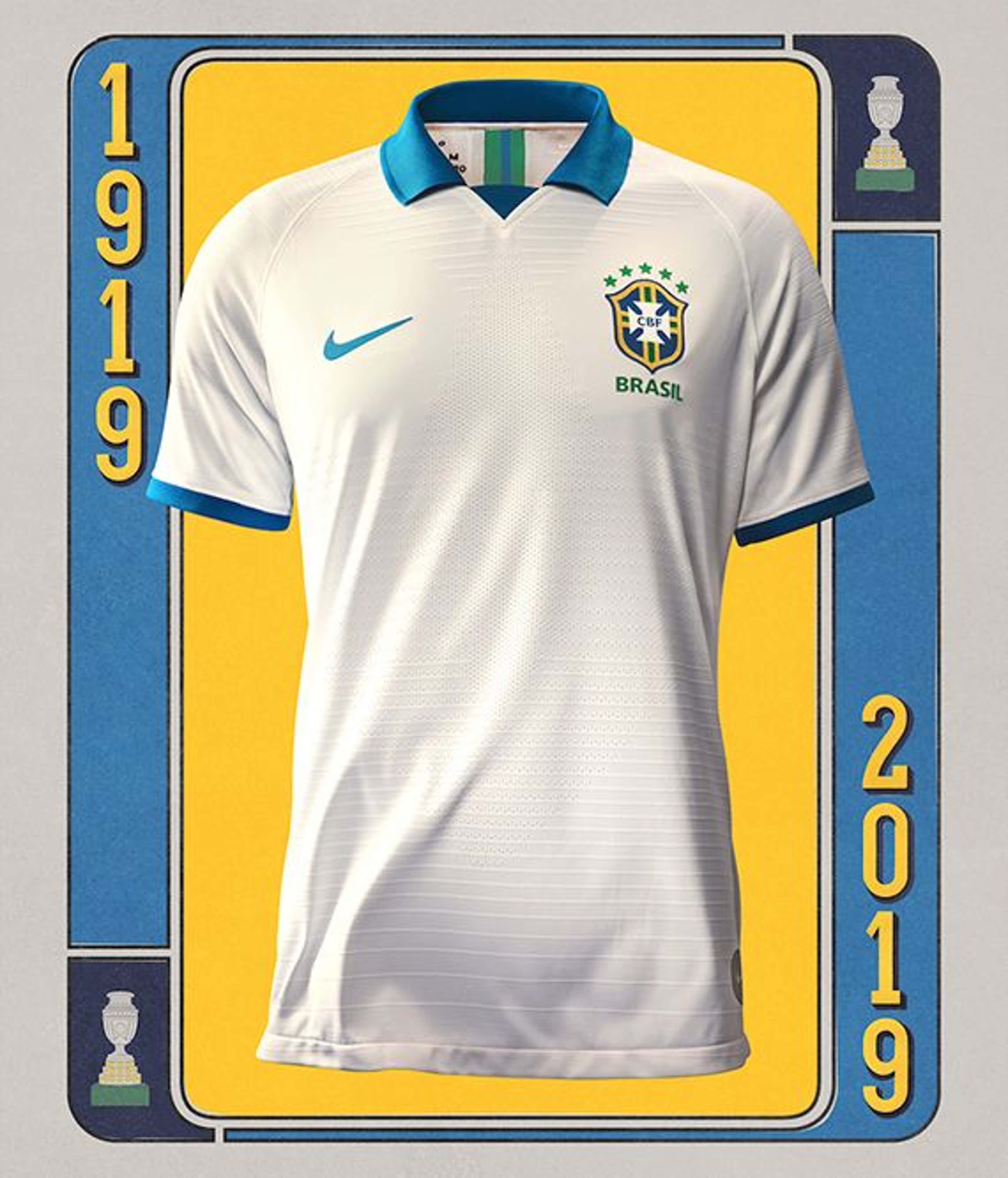 2019 Brasil Copa América Camisa De Futebol Branca - Escorrega o Preço