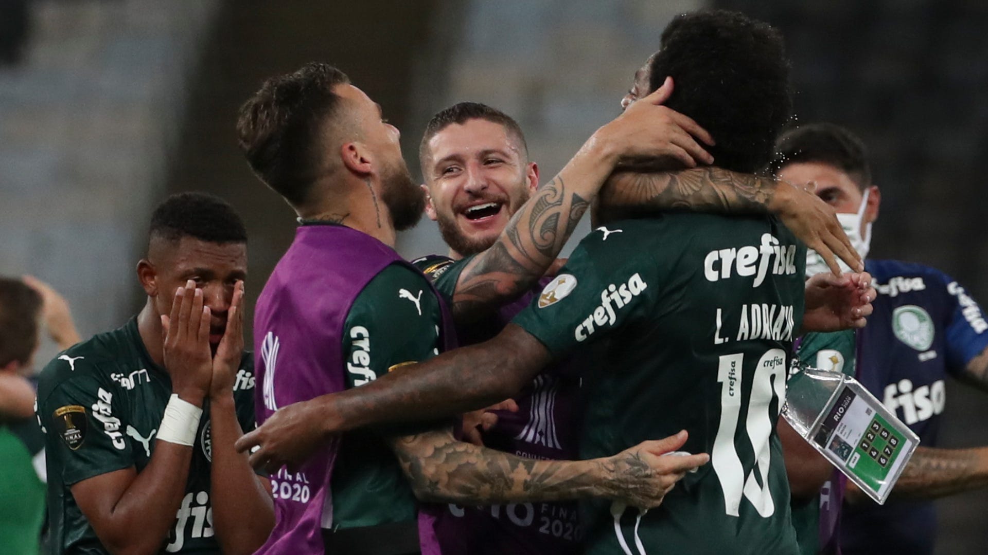 Palmeiras celebrating Copa Libertadores Santos