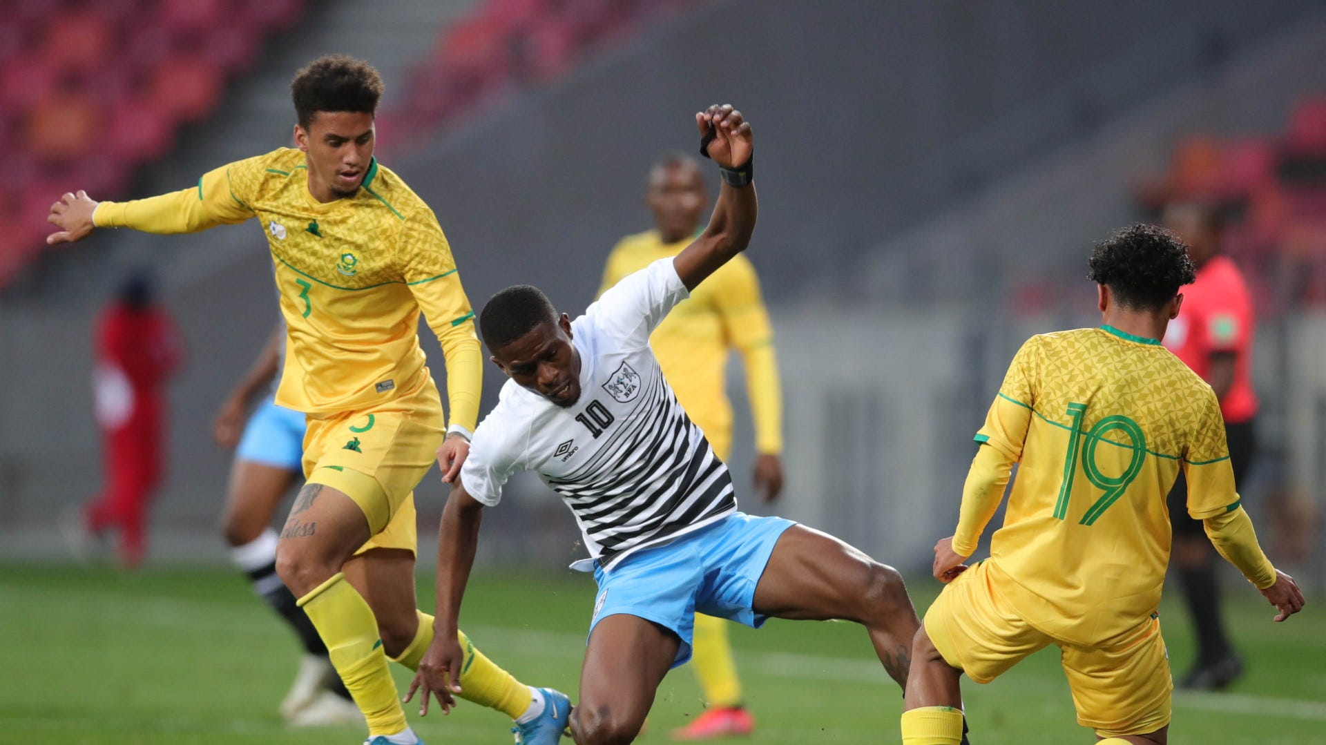 Rushine De Reuck, Thatayaone Kgamanyane, Ethan Brooks, South Africa vs Botswana, Cosafa Cup, July 2021