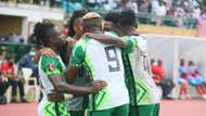 Nigeria's Super Eagles celebrate vs. Liberia