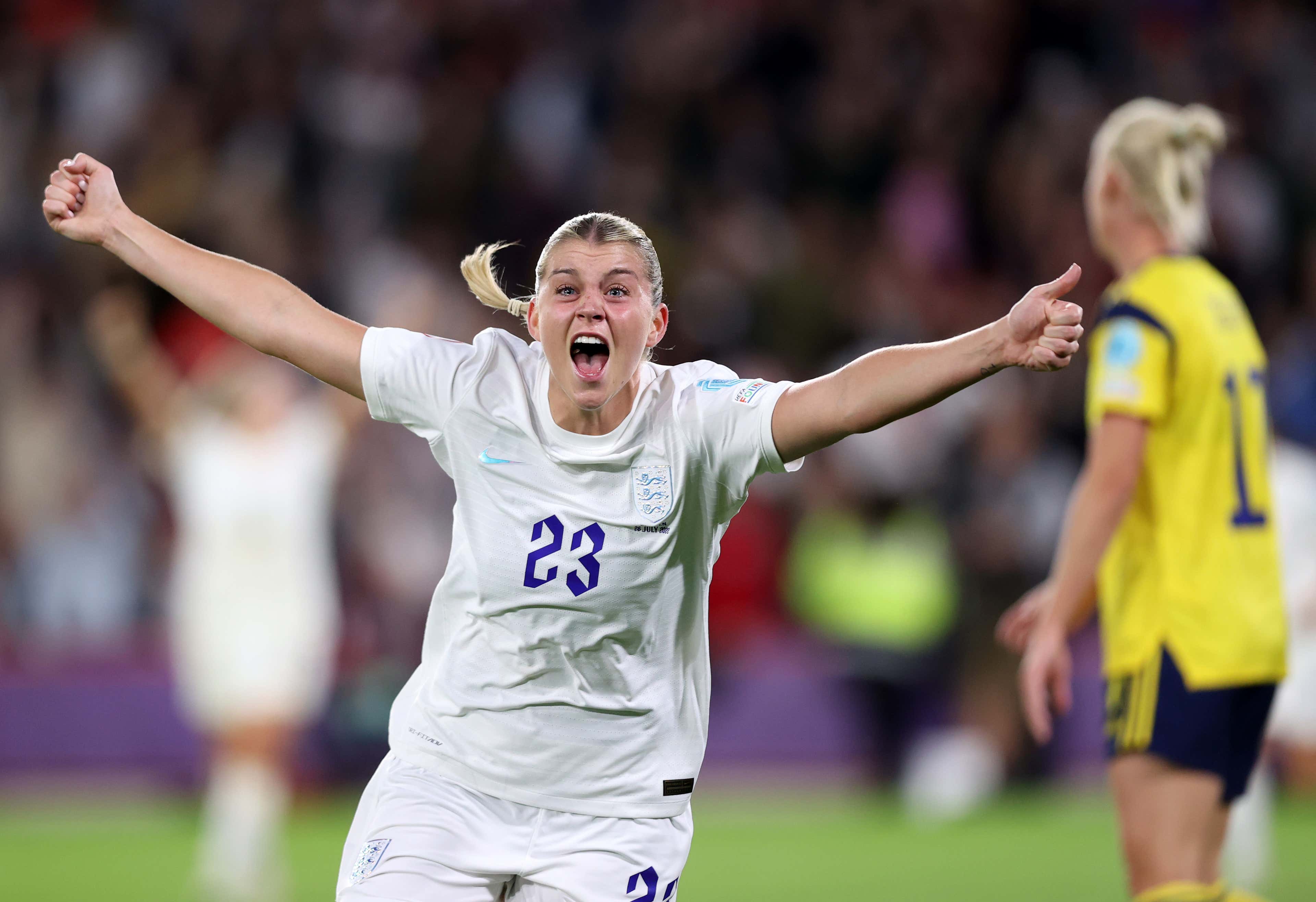 Alessia Russo celebrates England Sweden Euro 2022