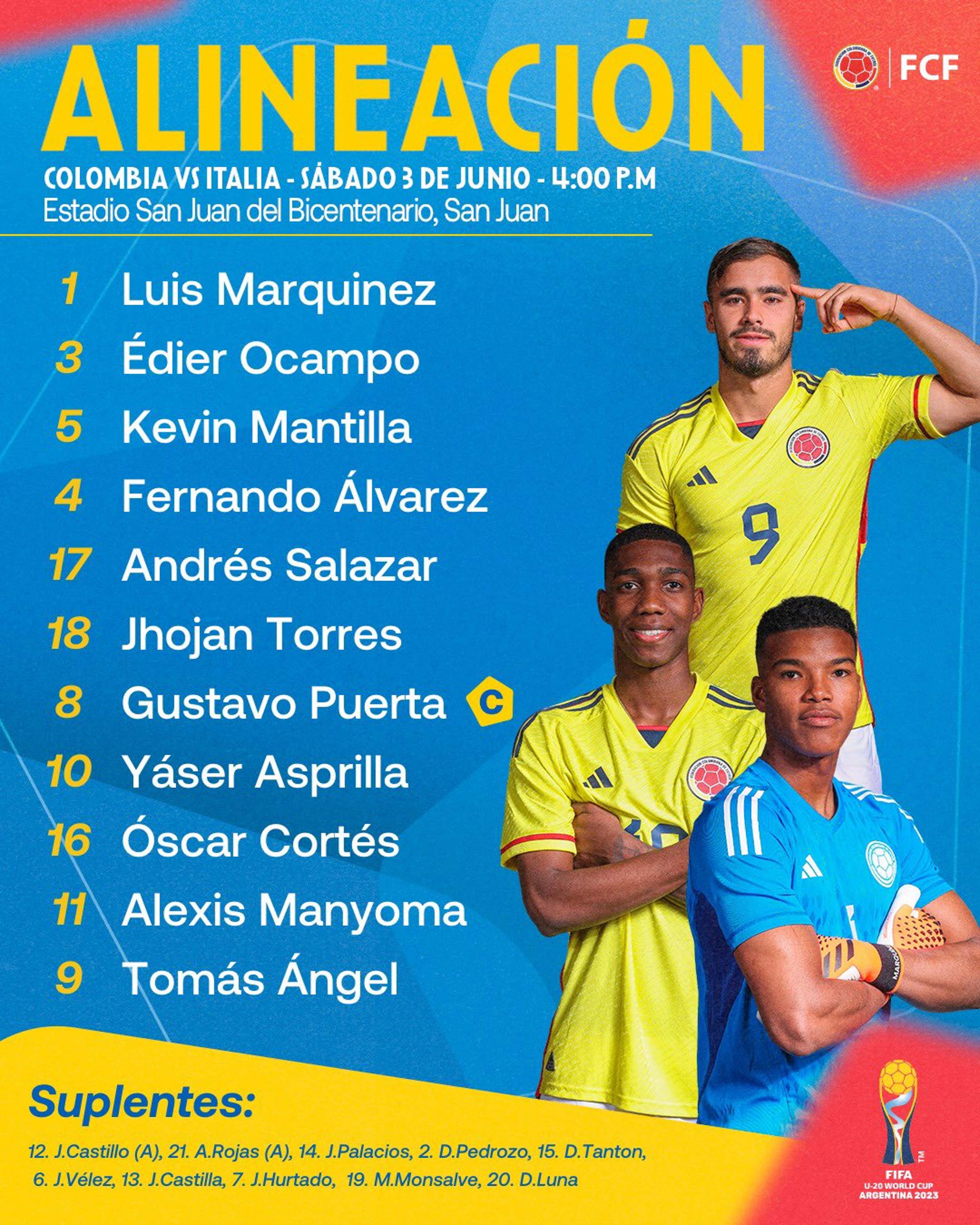 Nómina Colombia Cuartos Mundial Sub 202 2023