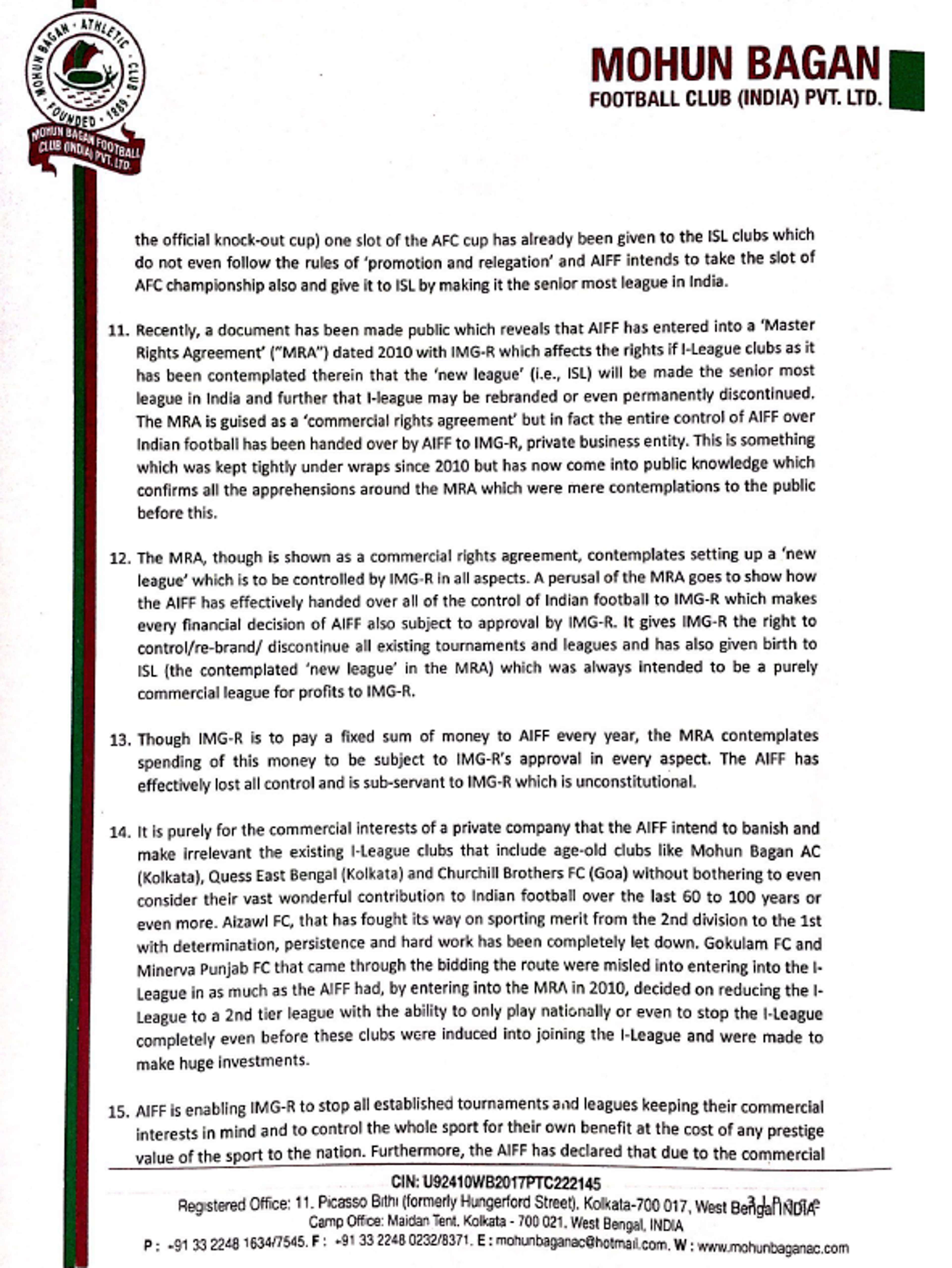 Page 3 - Mohun Bagan letter to PM Modi