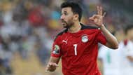 Mahmoud Trezeguet Hassan of Egypt celebrates goal during the 2021 Africa Cup of Nations.