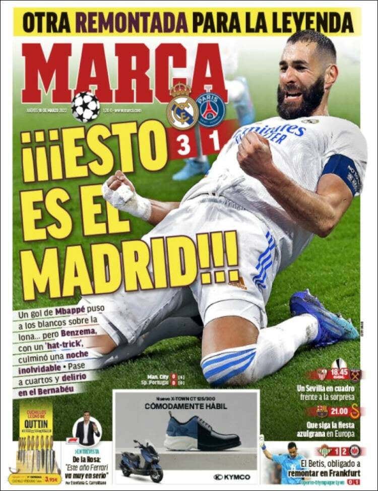 Las portadas de la prensa deportiva hoy 10 de marzo de 2022: Benzema y el  Real Madrid liquidan al PSG 