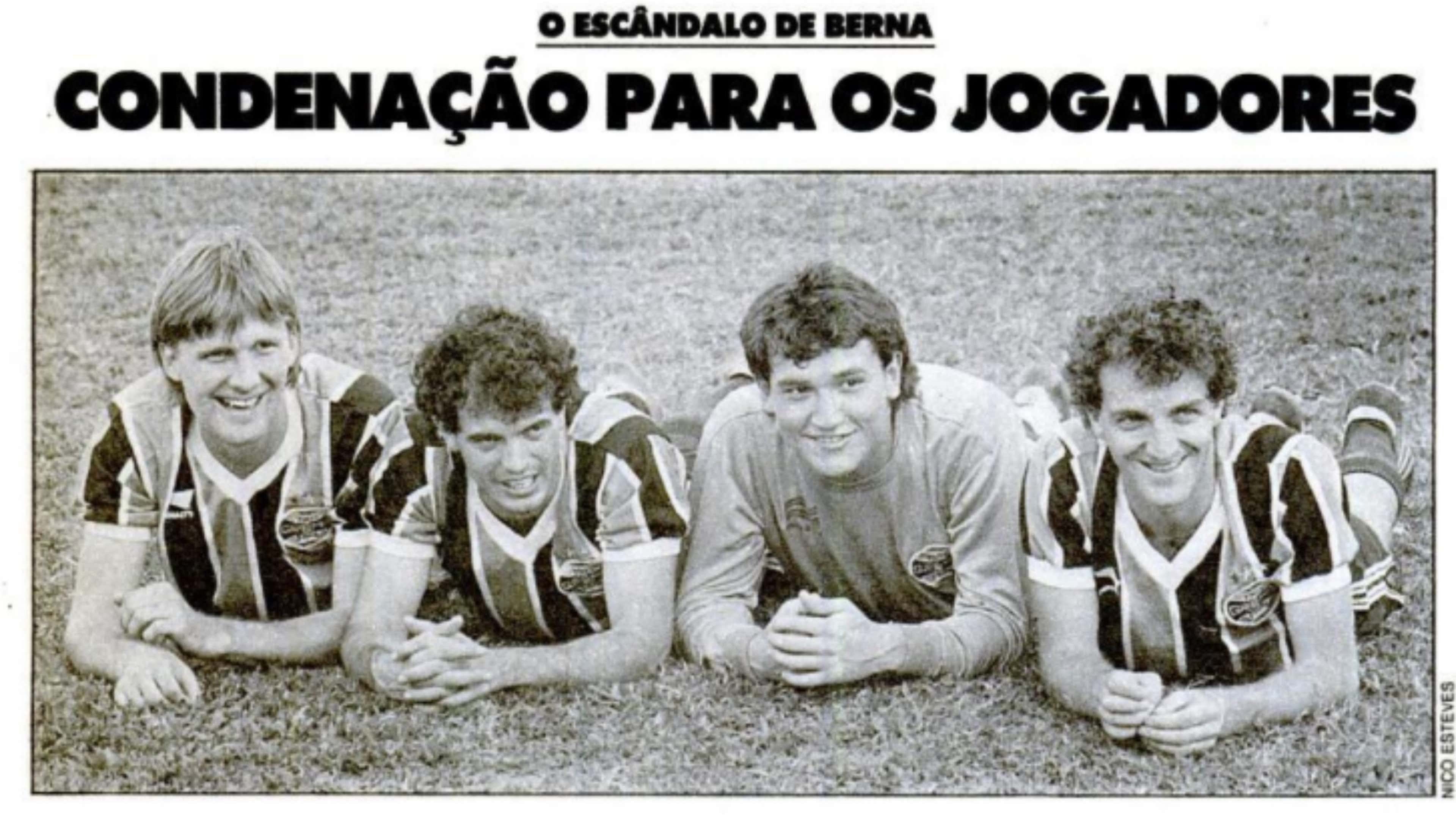 Recorte da Revista Placar, de 1987, sobre o Escândalo de Berna, envolvendo jogadores do Grêmio