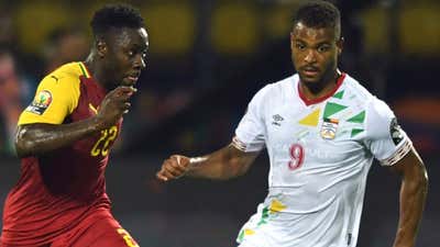 Ghana defender Andy Yiadom and Benin's Steve Mounie during the 2019 Africa Cup of Nations