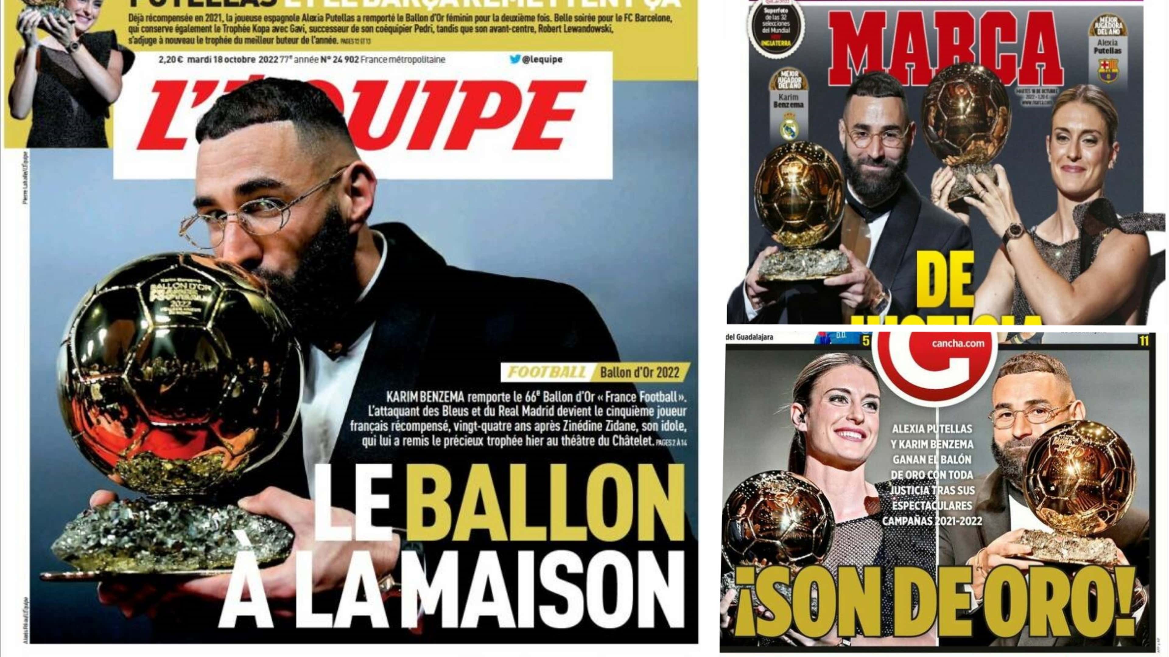 Ballon d'or France Football 2022 Benzema Unes de la presse