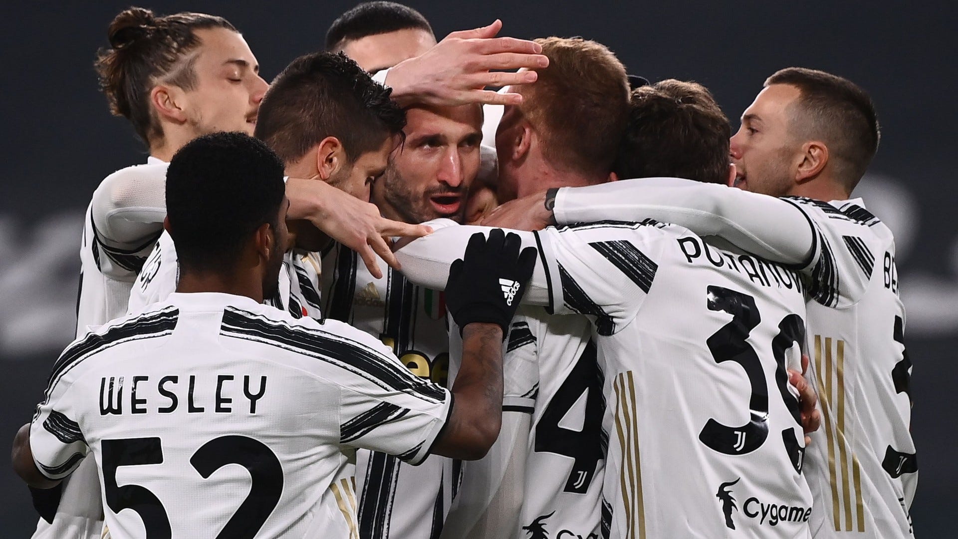Juventus celebrates goal against Genoa