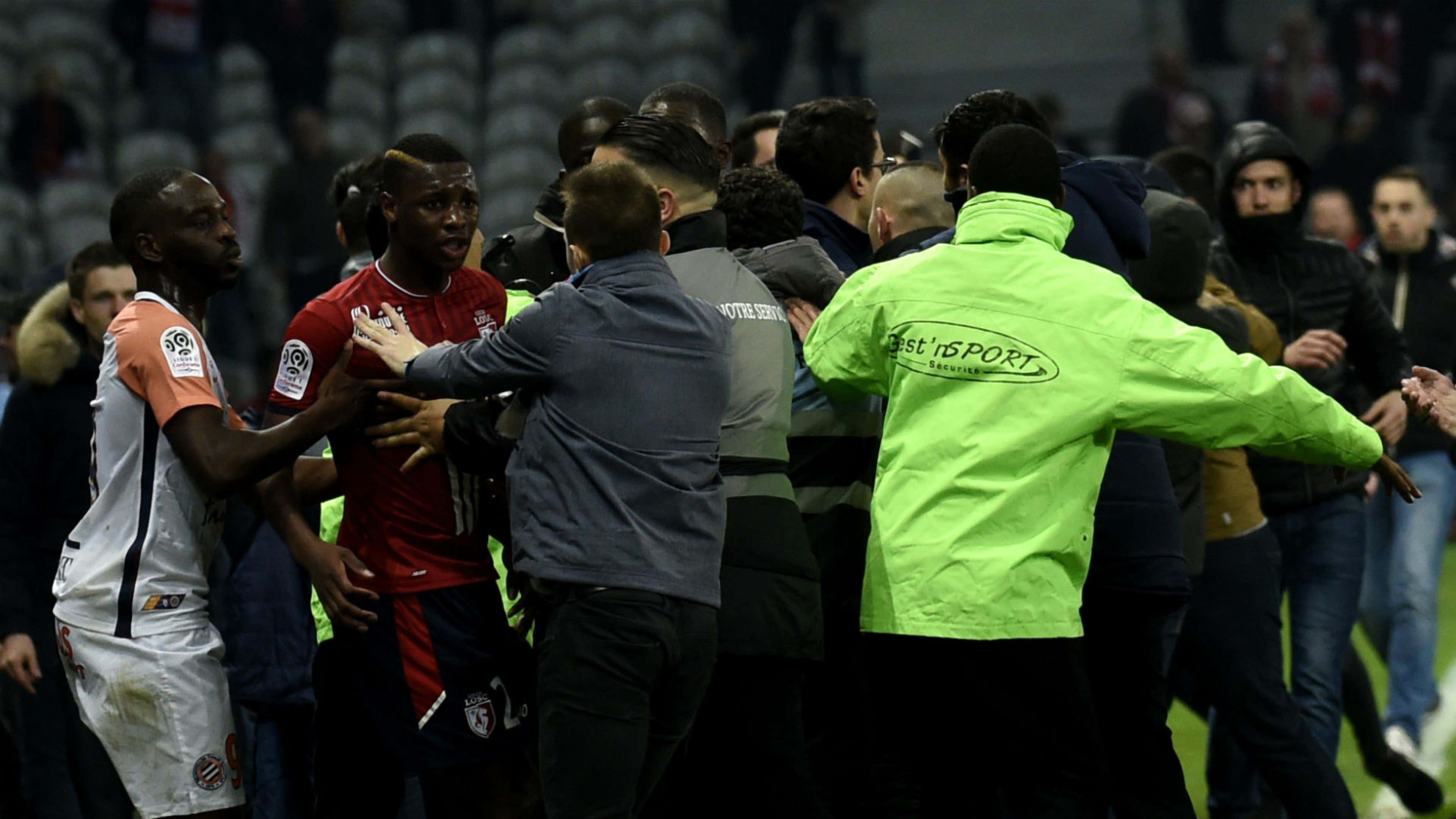 Lille fans invade pitch