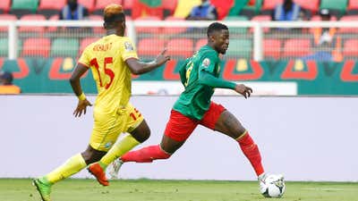 Martin Hongla of Cameroon on the attack during the 2021 Africa Cup of Nations Afcon.