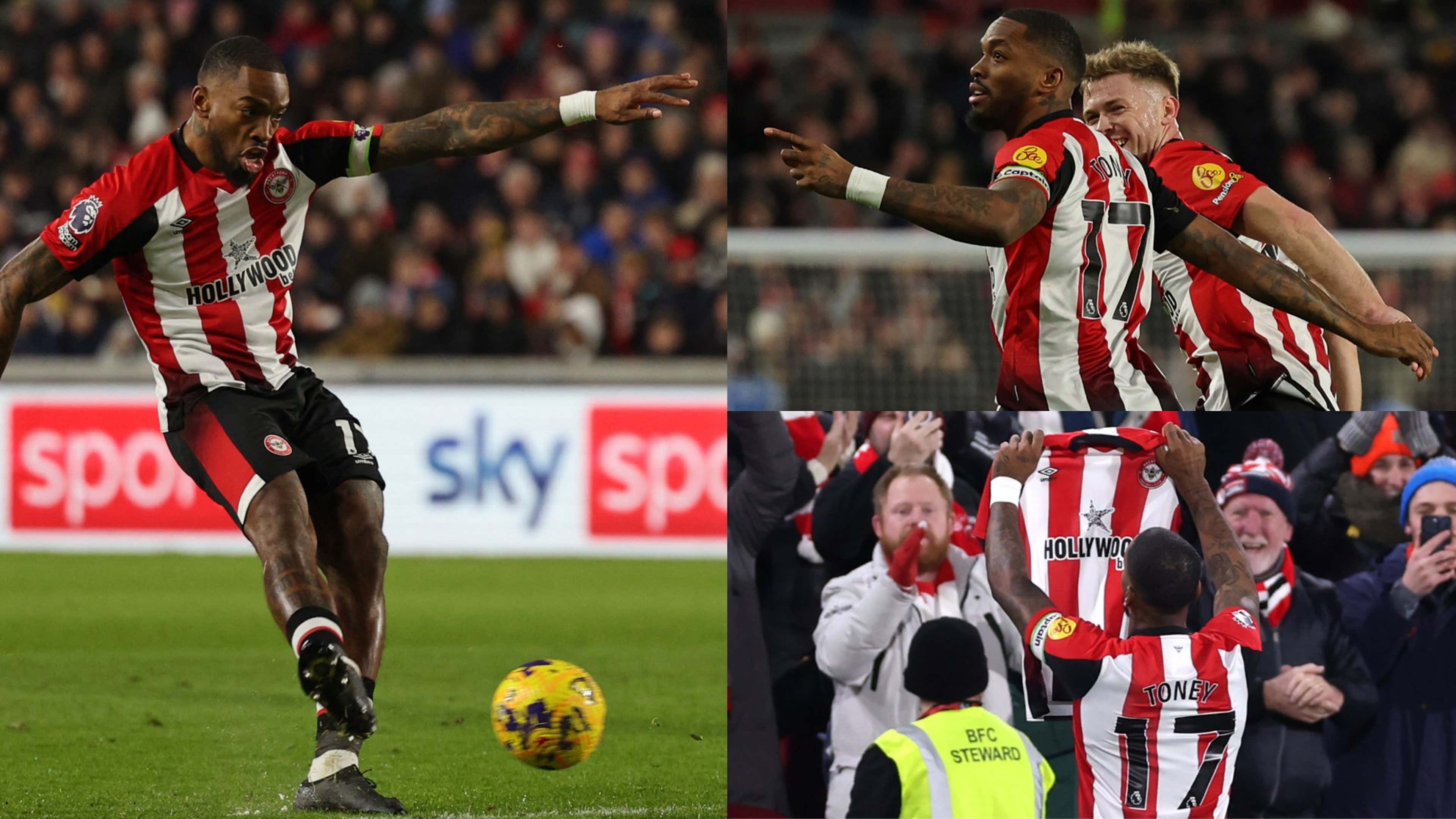 Ivan Toney scores with genius free-kick just 19 minutes into his first  Brentford game in eight months as he grabs shirt from crowd for emotional  tribute celebration | Goal.com