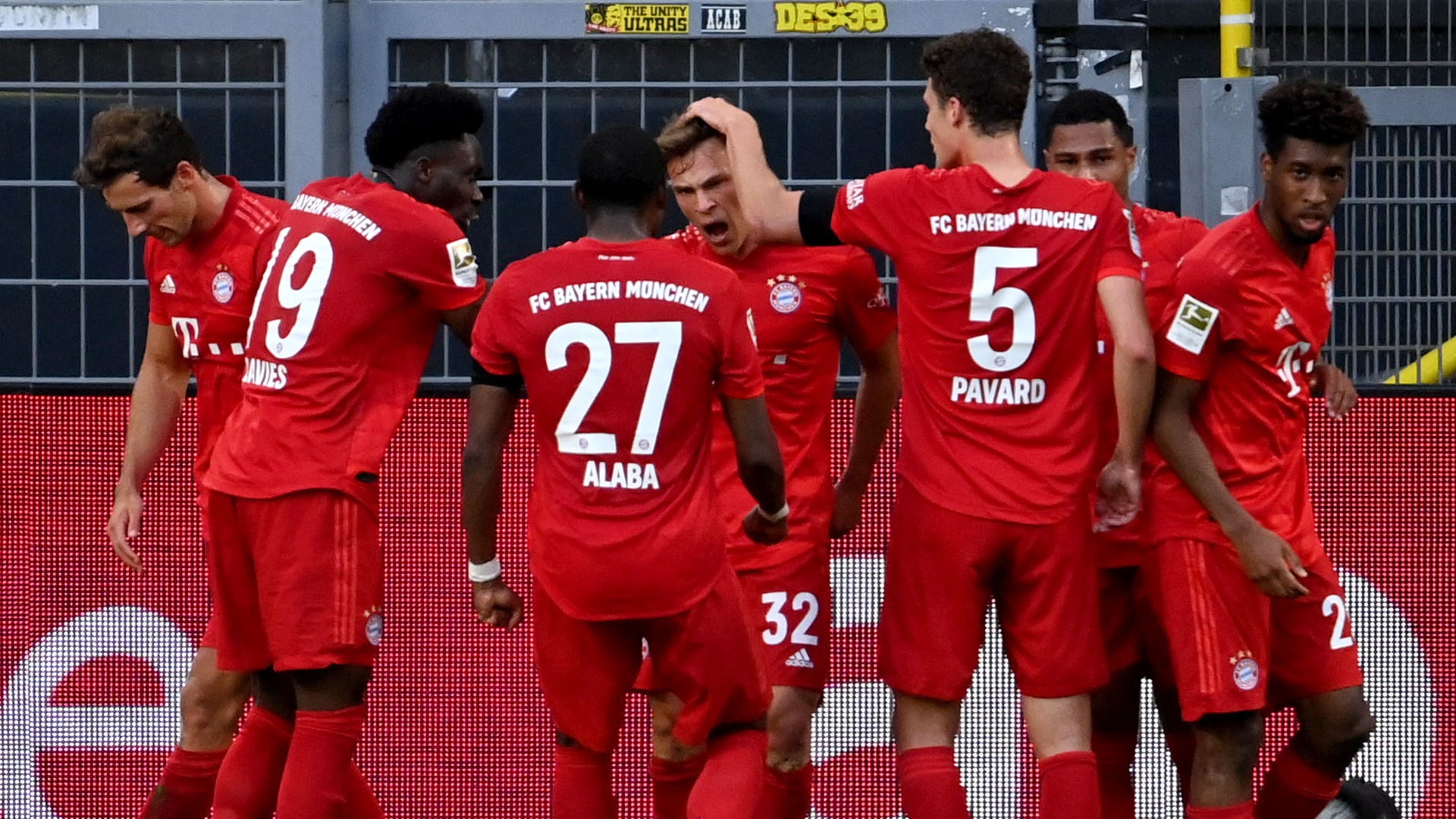 Joshua Kimmich, Bayern Munich celebrates goal vs Dortmund, 2019-20