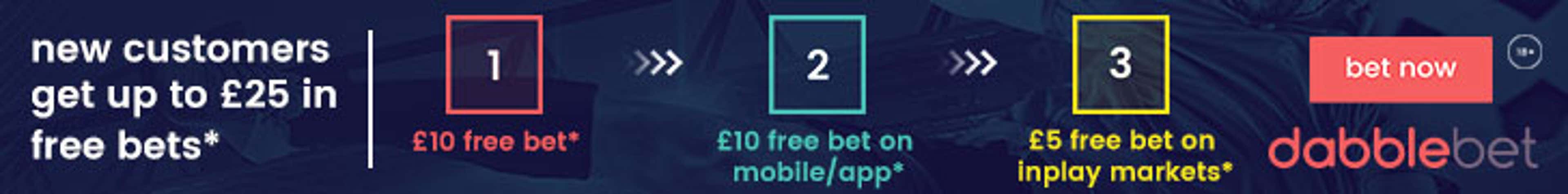 dabblebet new customer promo up to £25 footer