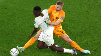  Senegal winger Ismaila Sarr and Matthijs de Ligt.