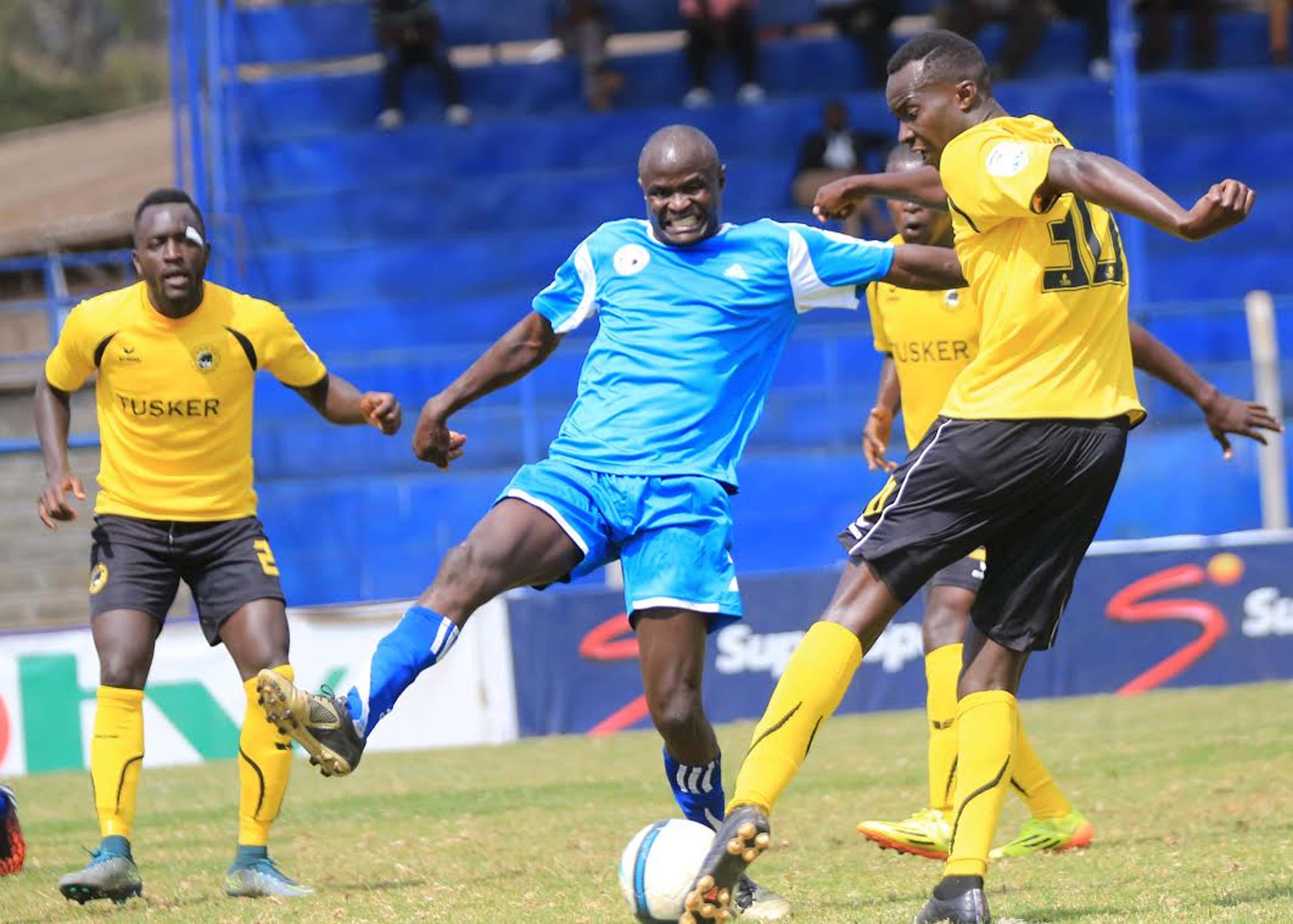 Sofapaka midfielder Noah Abich stops Humphrey Mieno as the two sides battled to a 1-1 draw