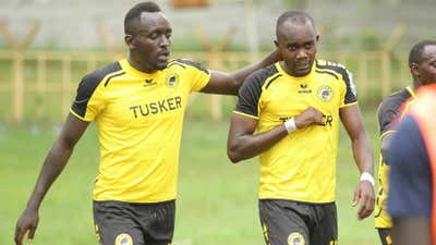 Tusker's Eugene Asike and Timothy Otieno.