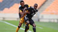 Siphesihle Ndlovu of Orlando Pirates shields Nkosingiphile Ngcobo of Kaizer Chiefs.