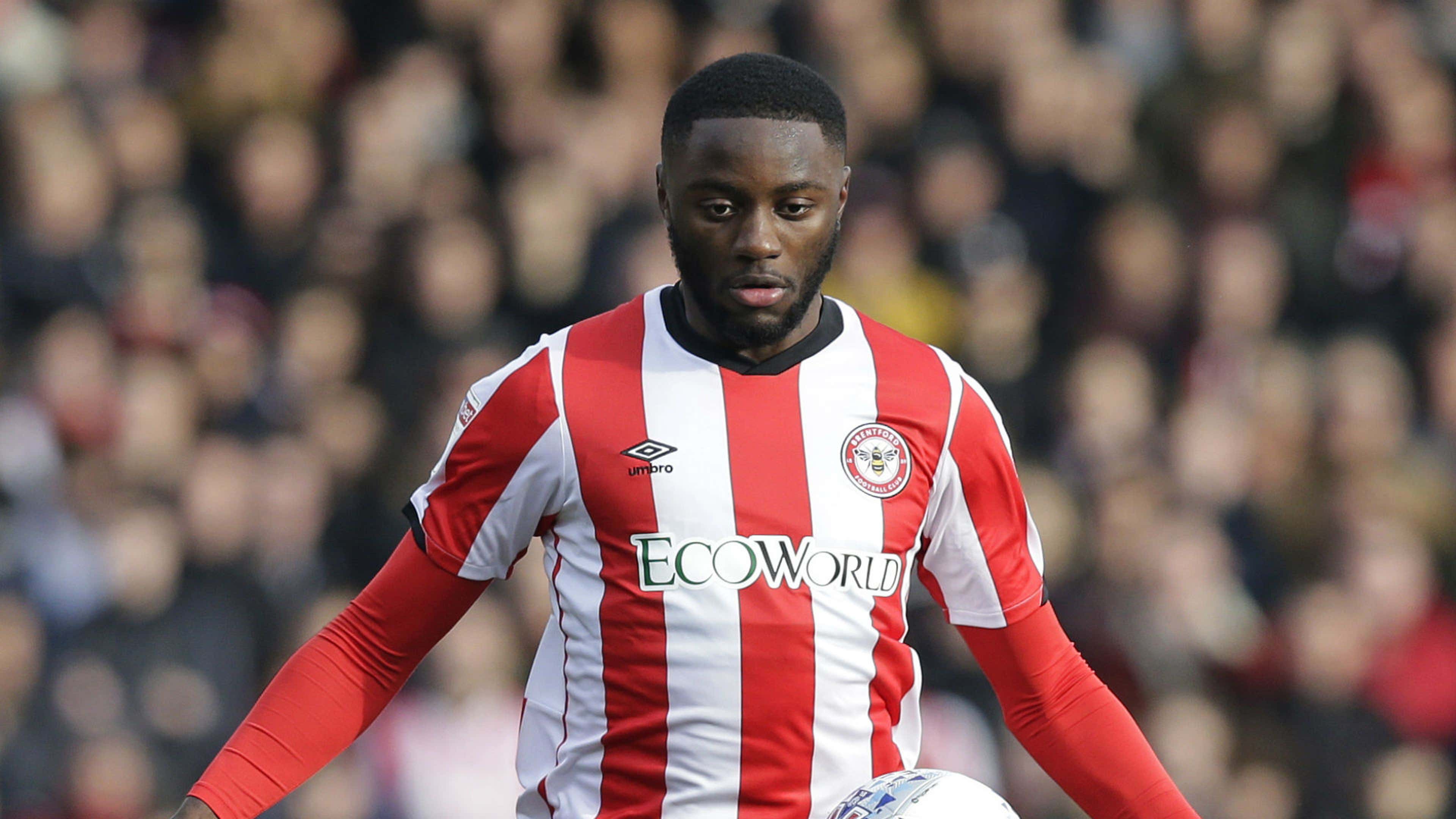  Football player Josh Dasilva, who plays as a midfielder for Brentford, is pictured playing a match.