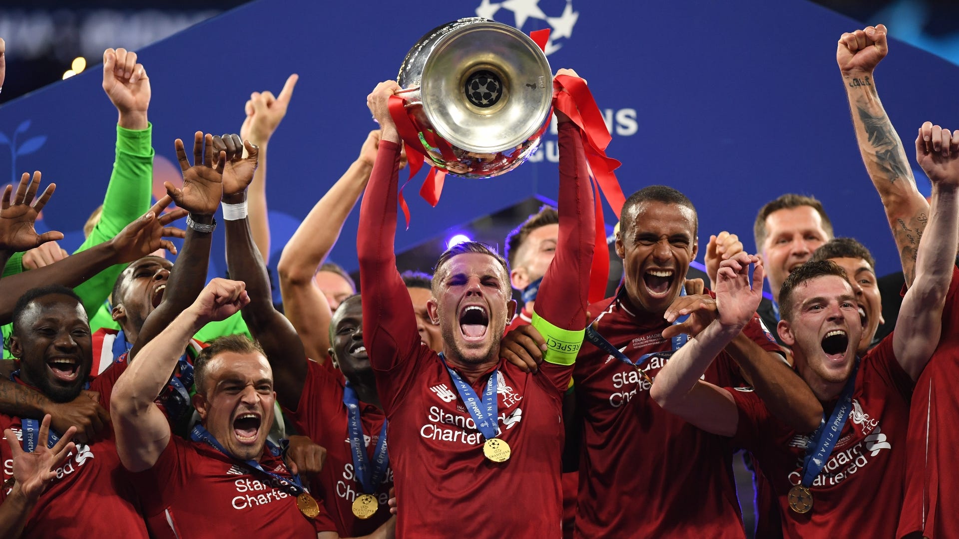 Liverpool celebrate vs Tottenham, Champions League final 2018-19