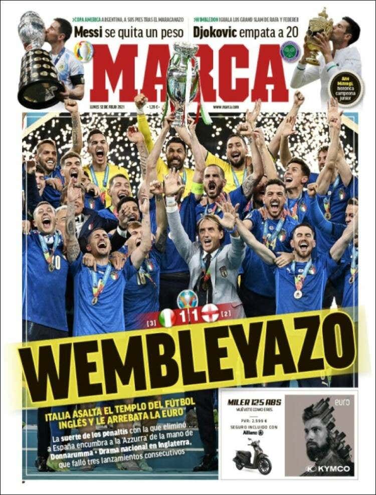 Las portadas de la prensa deportiva hoy 12 de julio 2021: Europa se rinde a  la campeona Italia 