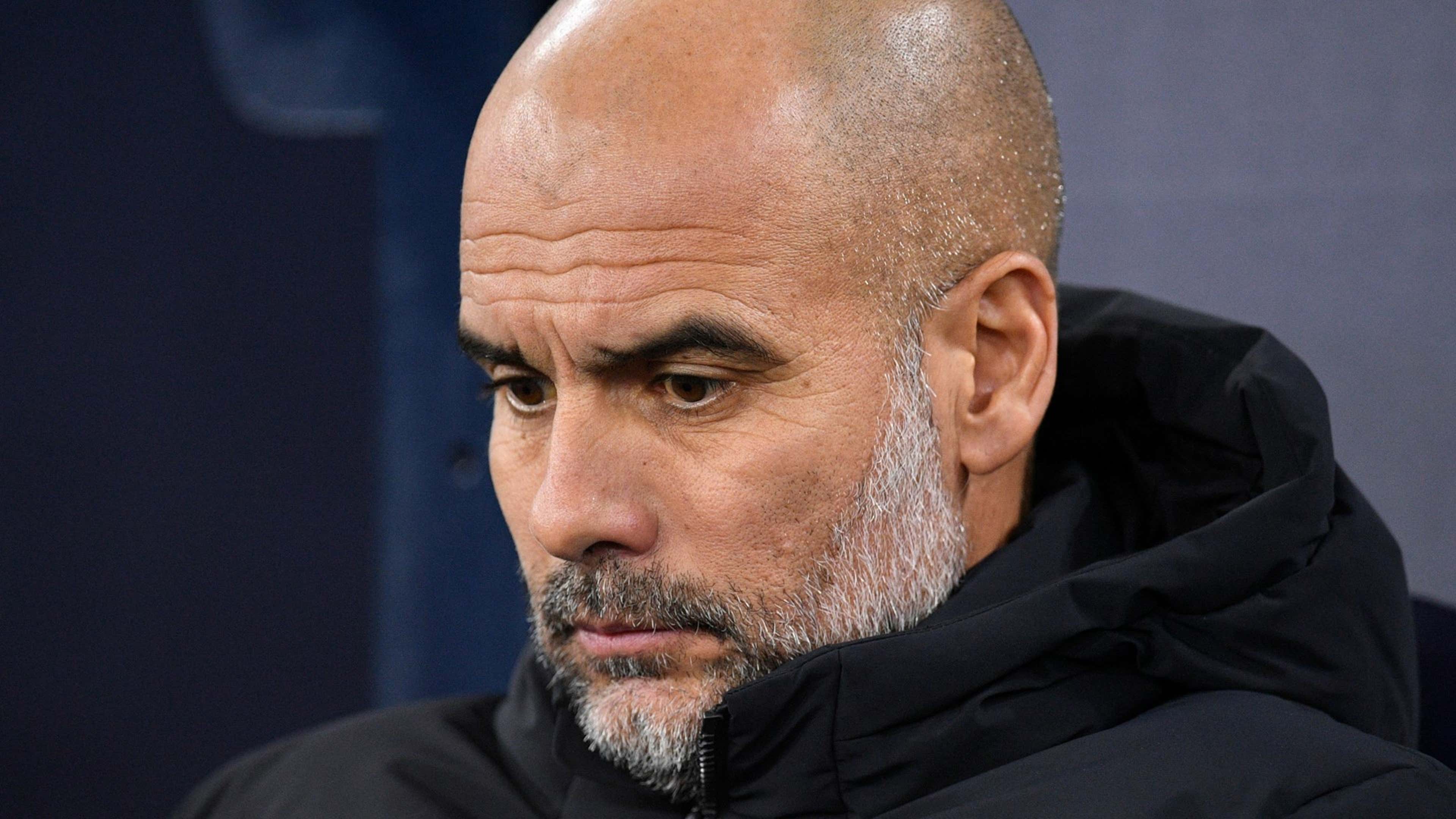 Manchester City Pep Guardiola looks on and reflects during 2022-23 Premier League season