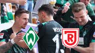 Marco Friedl jubelt mit Veljkovic Marvin Duksch Werder Bremen Jahn Regensburg