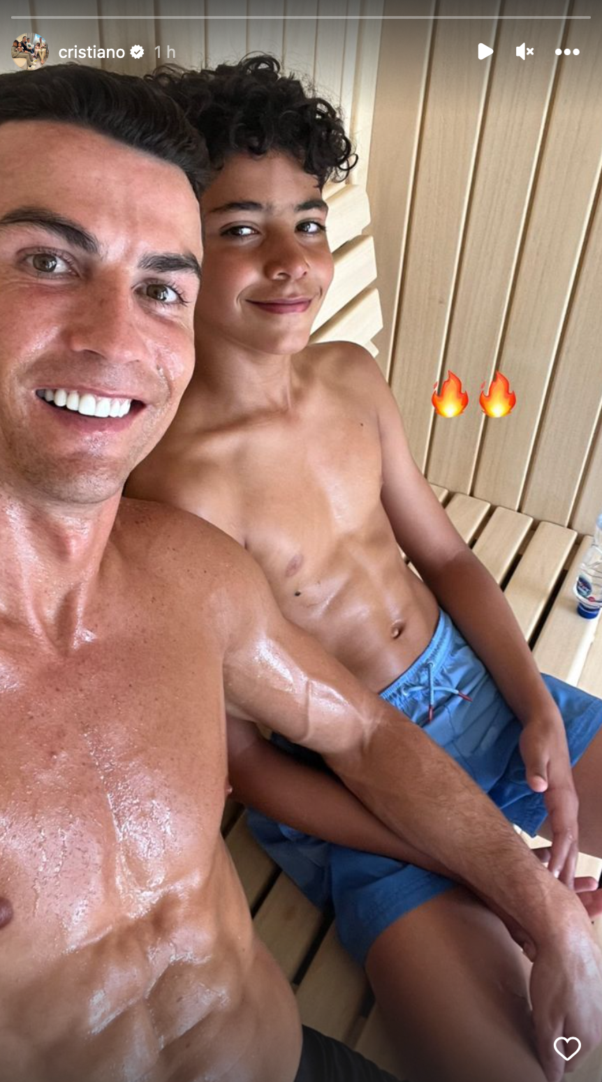 Cristiano Ronaldo works up a sweat as he chills in sauna with Ronaldo Jr after Georgina Rodriguez watches her son in action Goal Malaysia