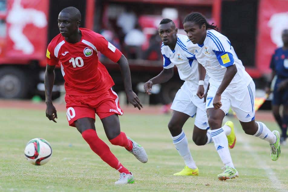 Mathare United and Harambee Stars midfielder Erick Johanna against Mauritius