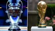 Champions League trophy World Cup trophy