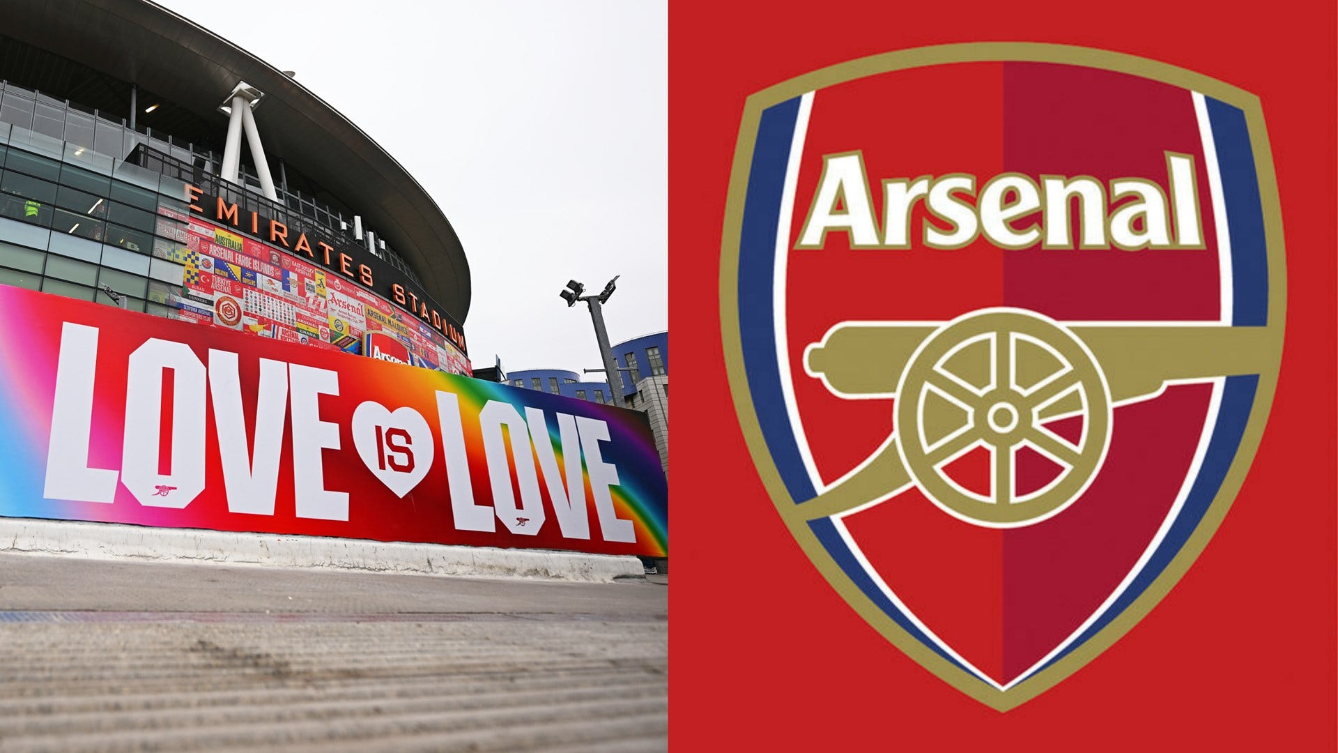 Love is love banner at Arsenal's Emirates Stadium