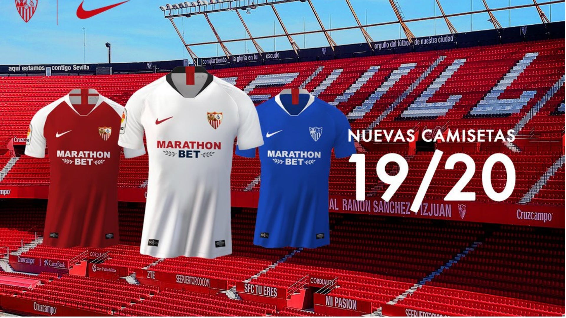 Eliminar Debilidad atlántico El Sevilla presenta sus nuevas camisetas Nike para la temporada 2019-2020  con Marathon Bet como nuevo patrocinador | Goal.com Espana
