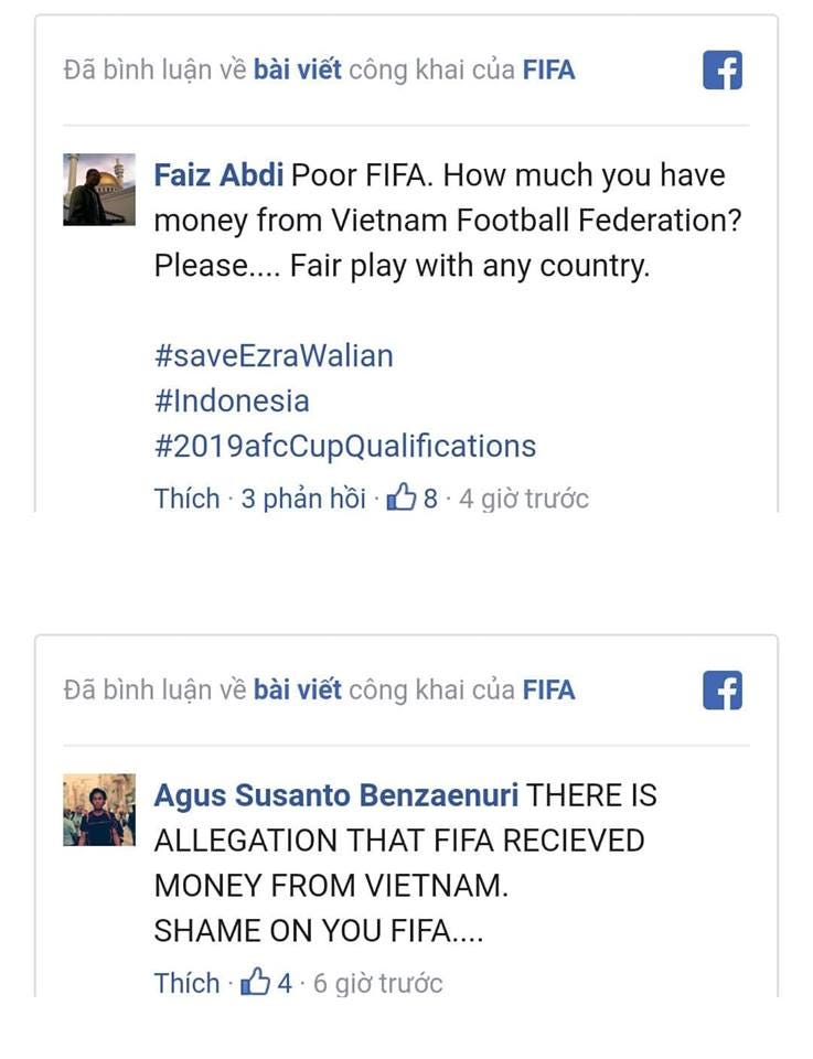Indo fans commenting on FIFA fanpage