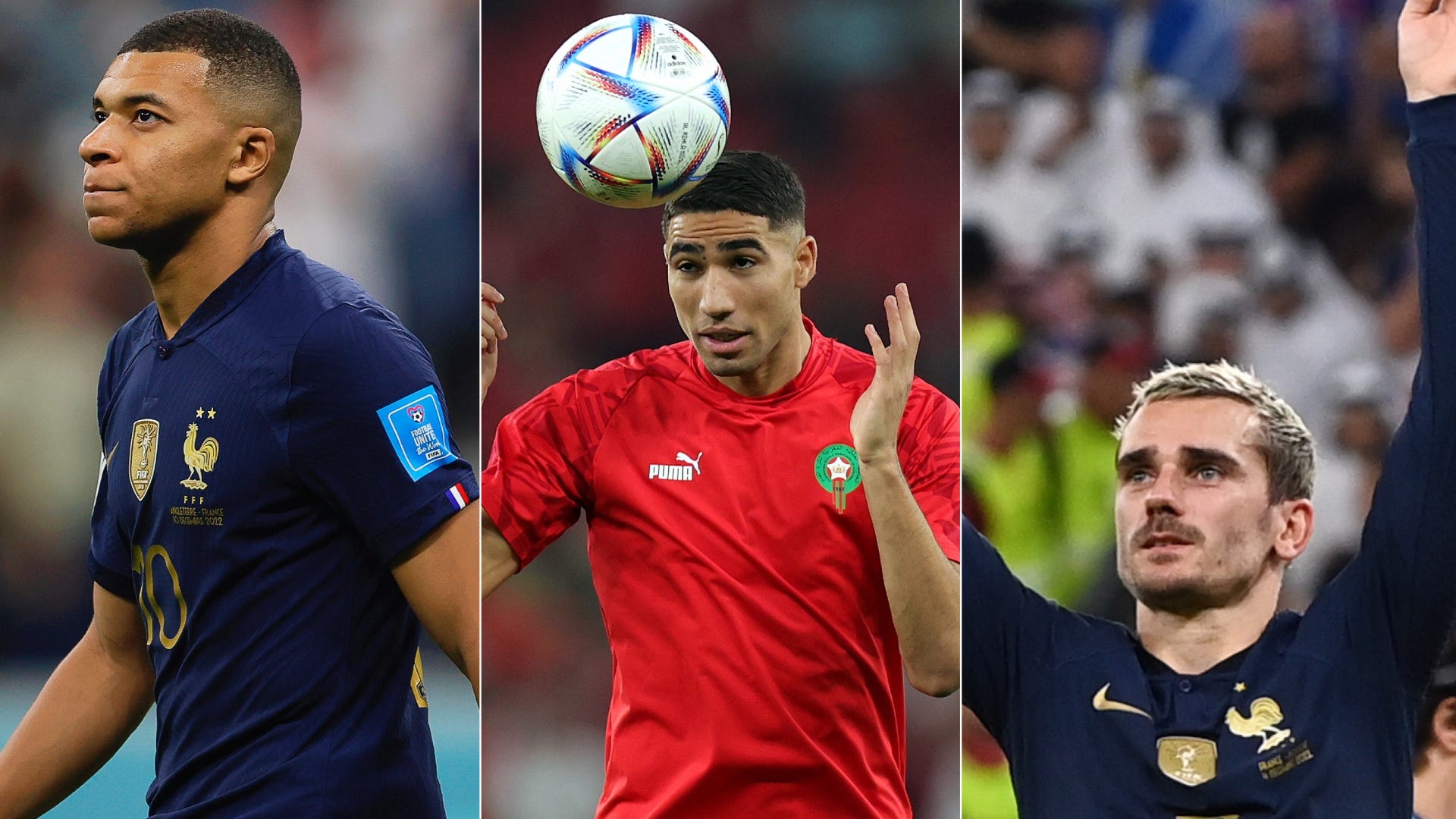 Mbappe, Hakimi, Griezmann - France, Morocco World Cup 2022
