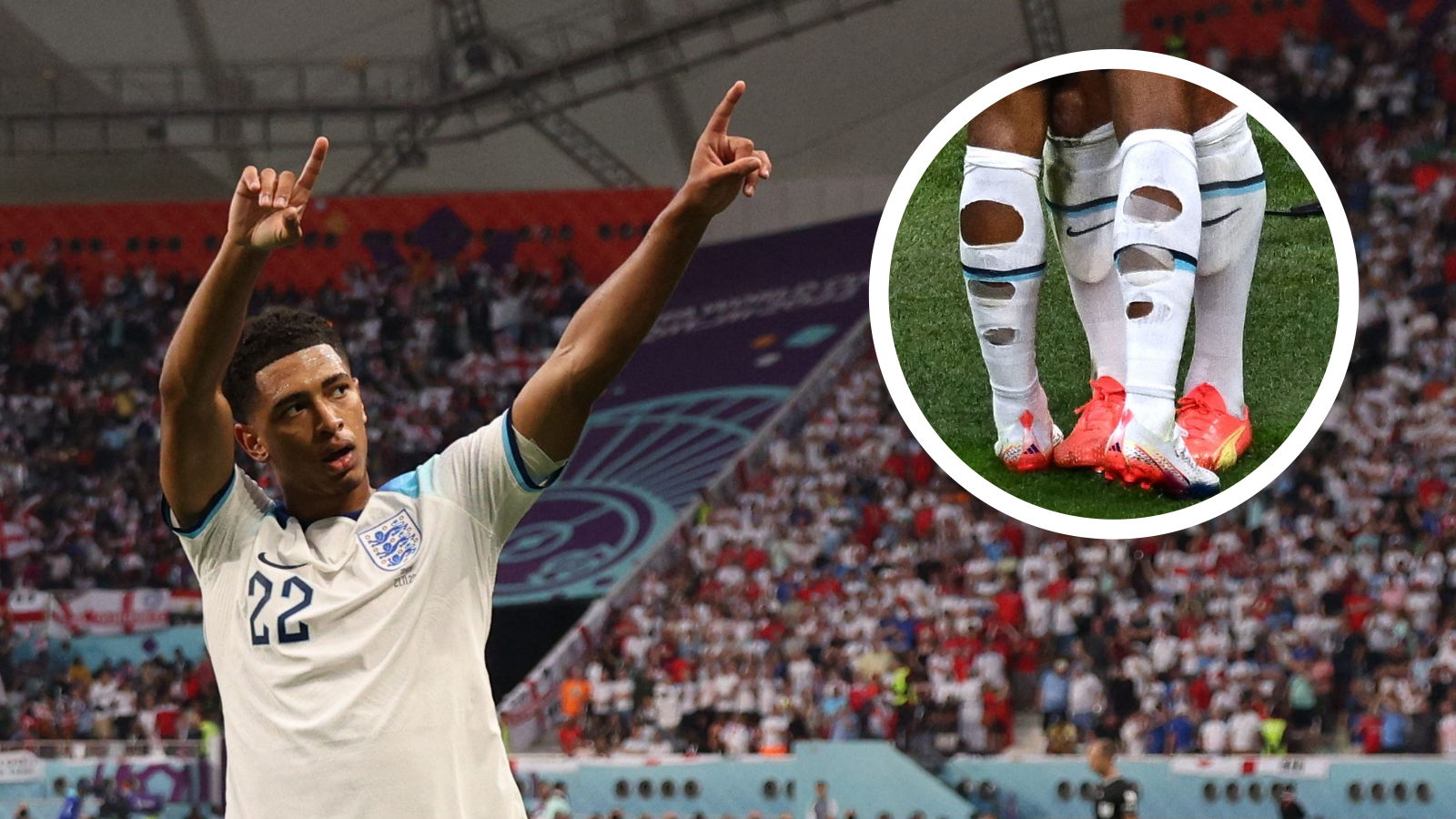 Inglaterra: ¿Por qué Bellingham, Saka y otros futbolistas usan las medias rotas en el Mundial de Qatar 2022? | Goal.com Colombia