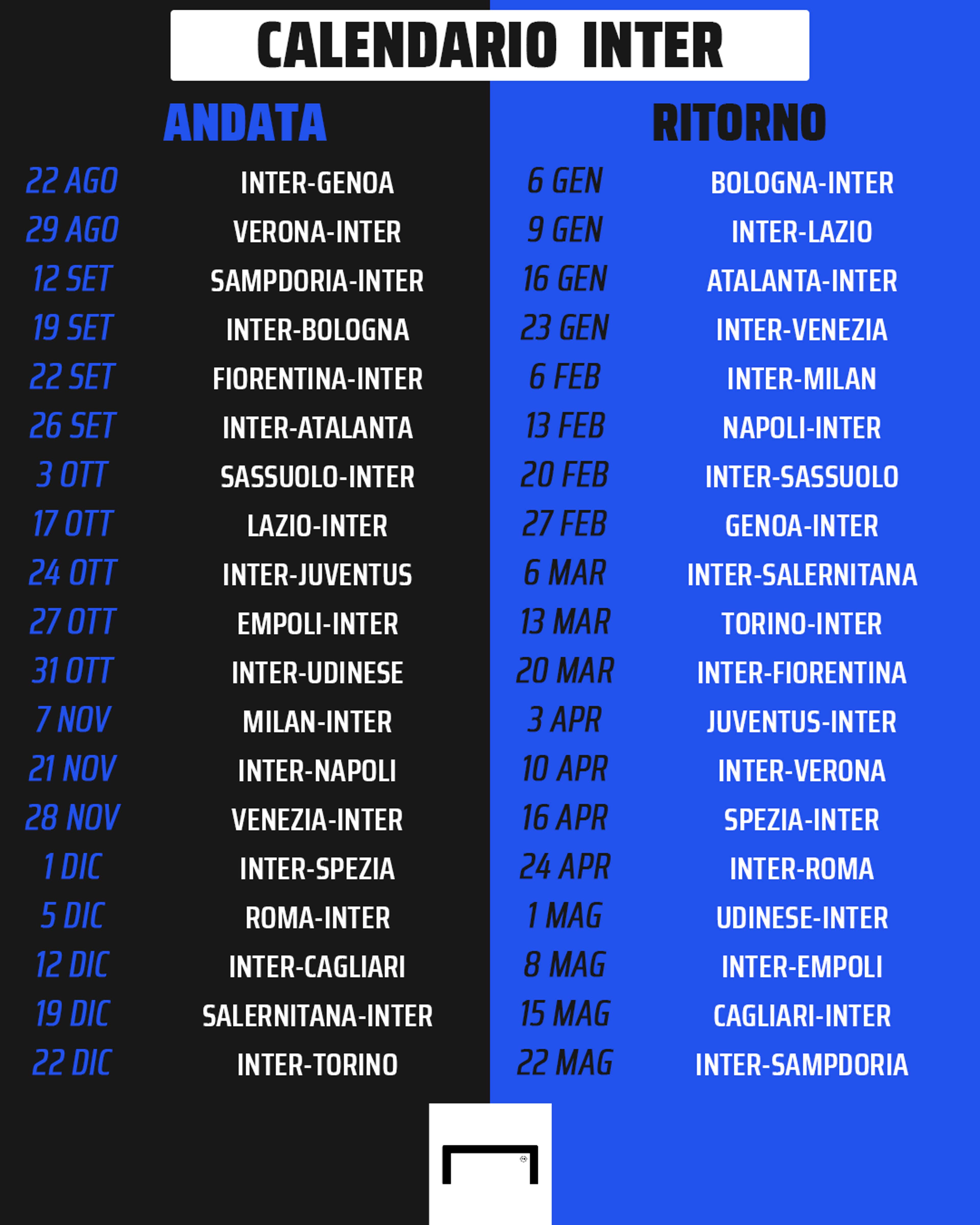 Inter - 🗓️ Il calendario nerazzurro fino alla 17^ giornata