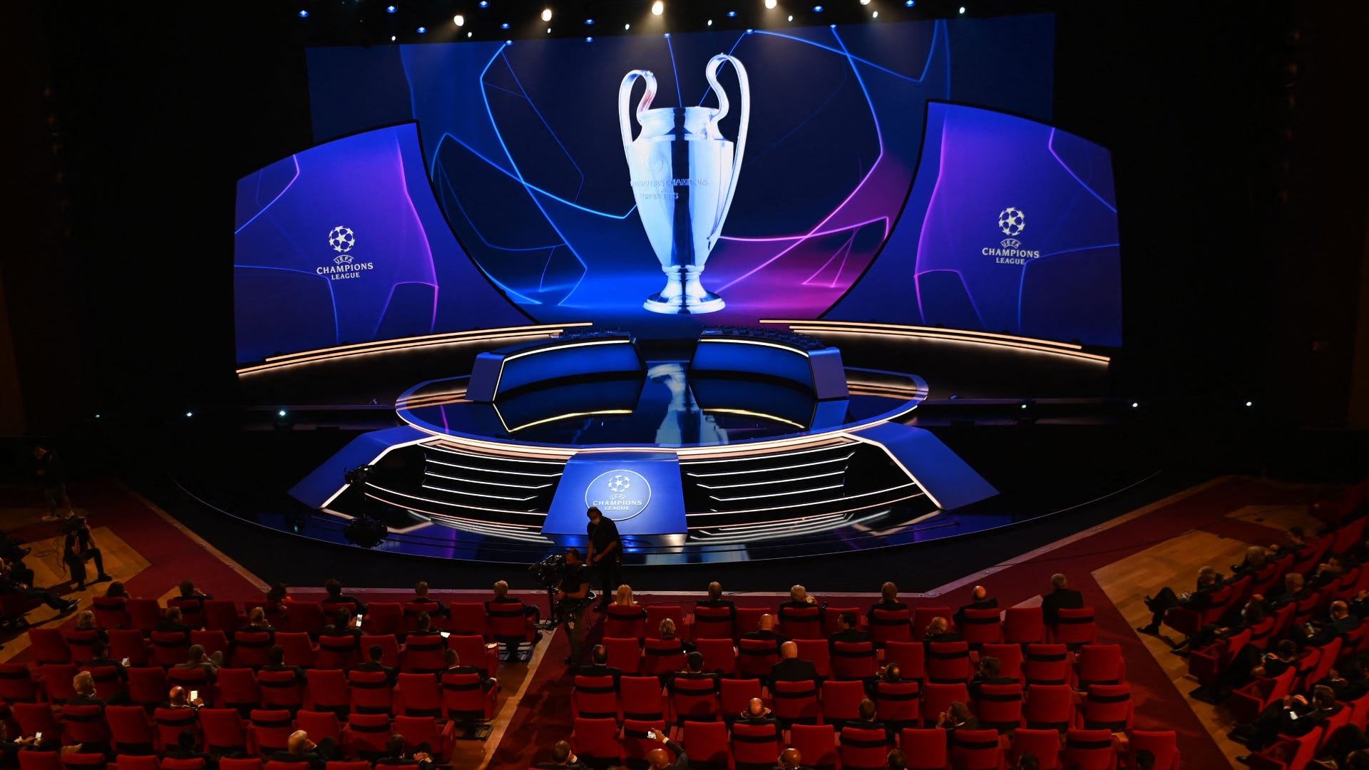 Champions League logo draw trophy