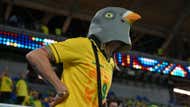 Torcedor máscara do Pombo Richarlison, Brasil x Suíça, Copa do Mundo 2022