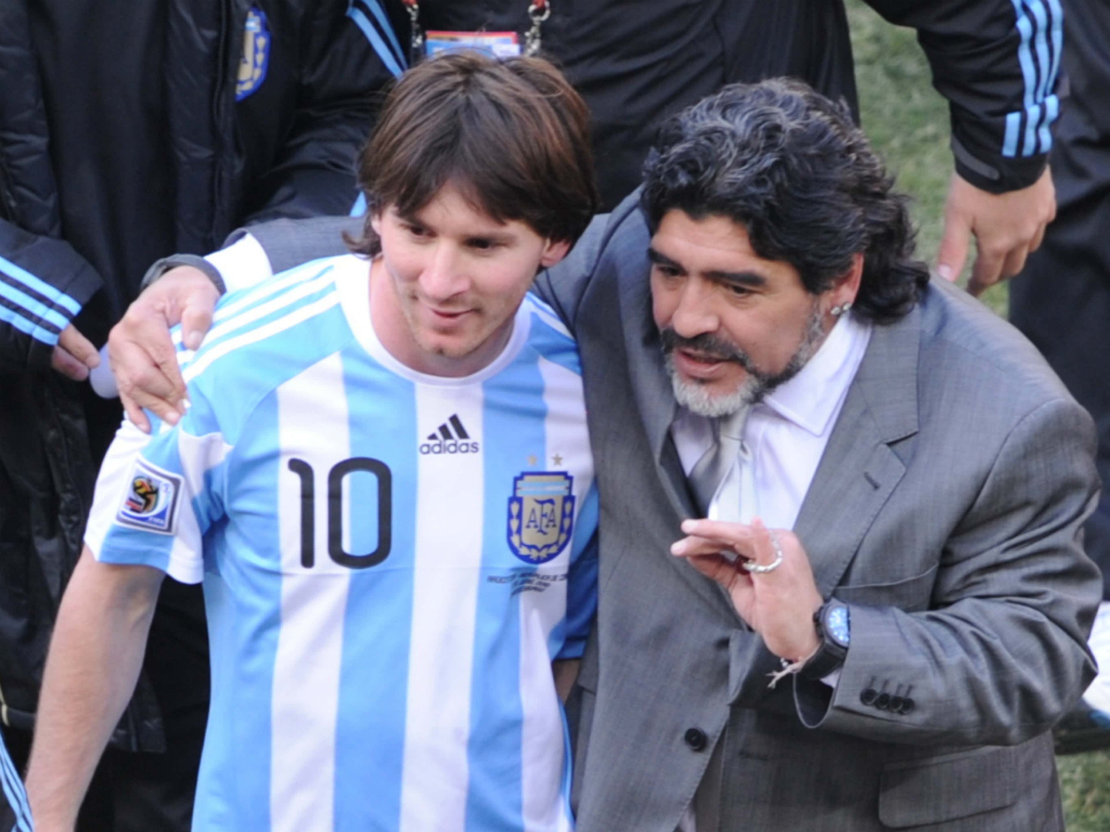 Lionel Messi Diego Maradona Argentina South Korea World Cup 2010 06172010
