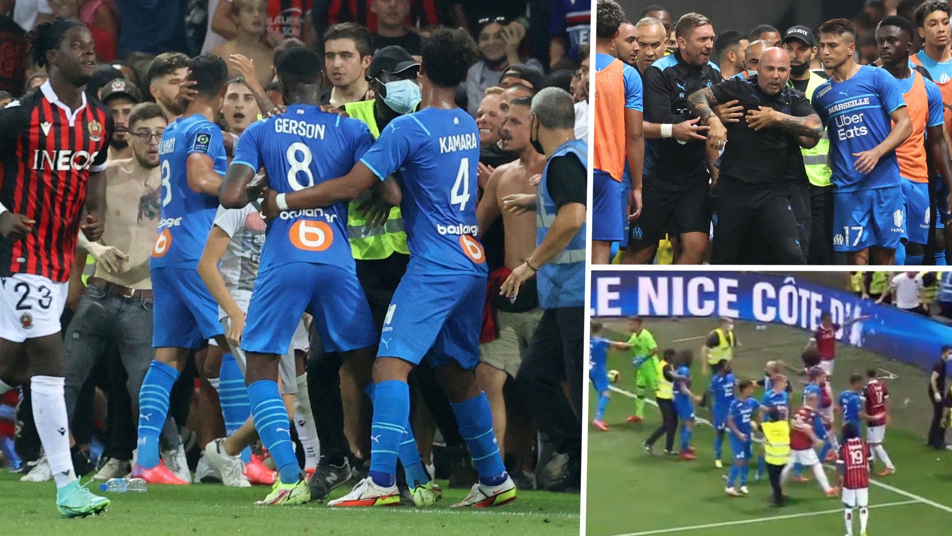 ニースとマルセイユの一戦でファンが乱闘騒ぎの暴徒化 試合途中で打ち切りに Goal Com 日本