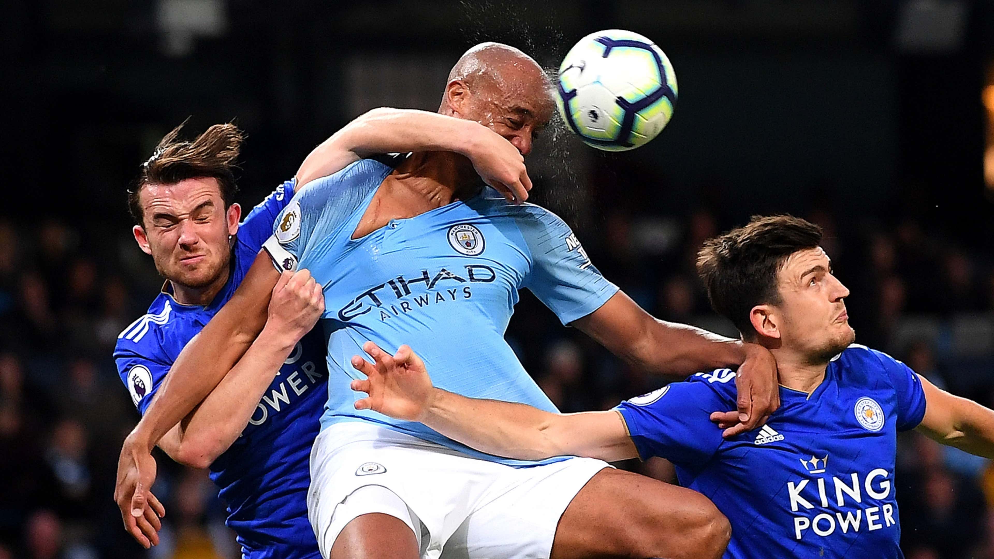 Ben Chilwell, Vincent Kompany, Harry Maguire, Man City vs Leicester 2019