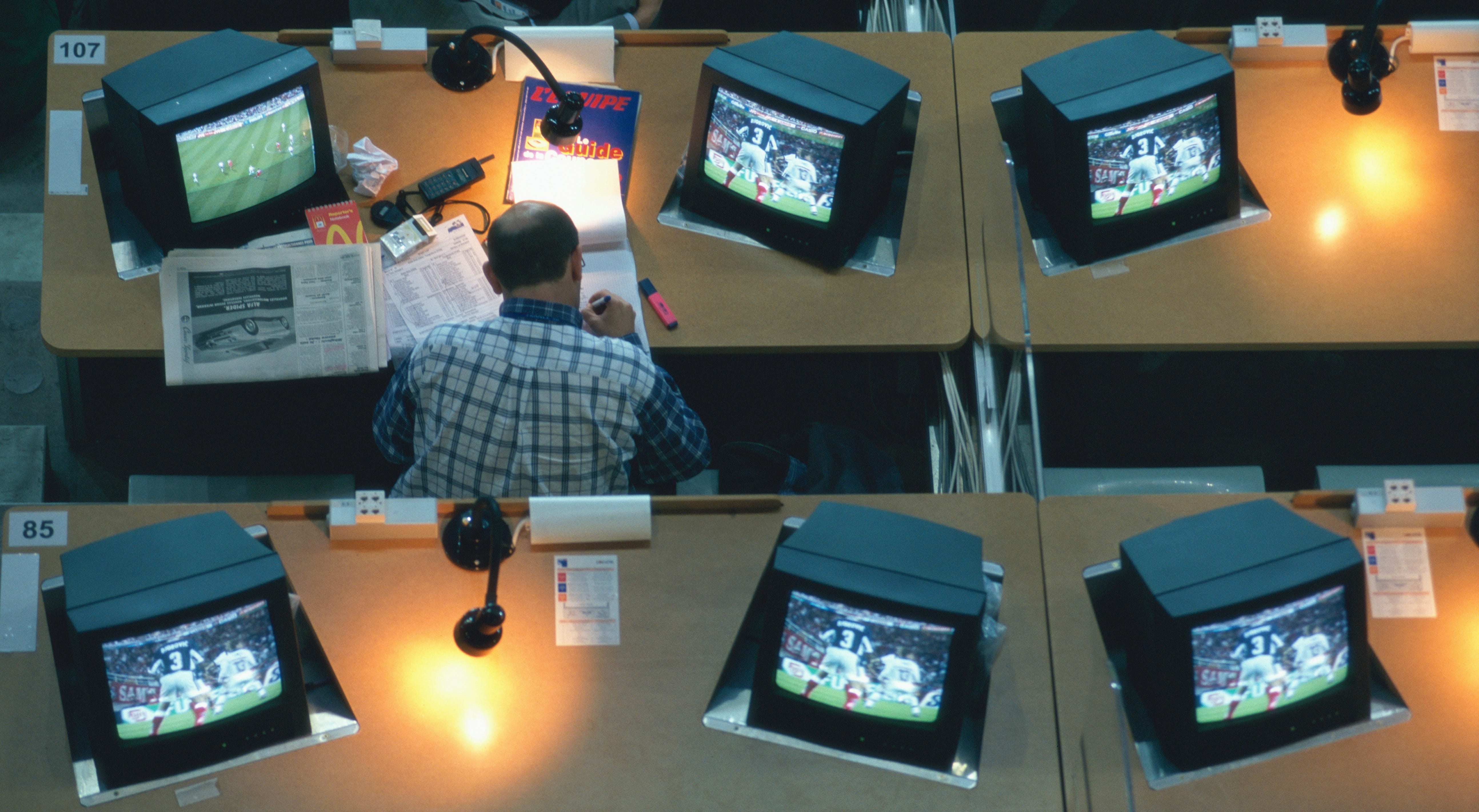 A journalist at work during the1998 FIFA World Cup