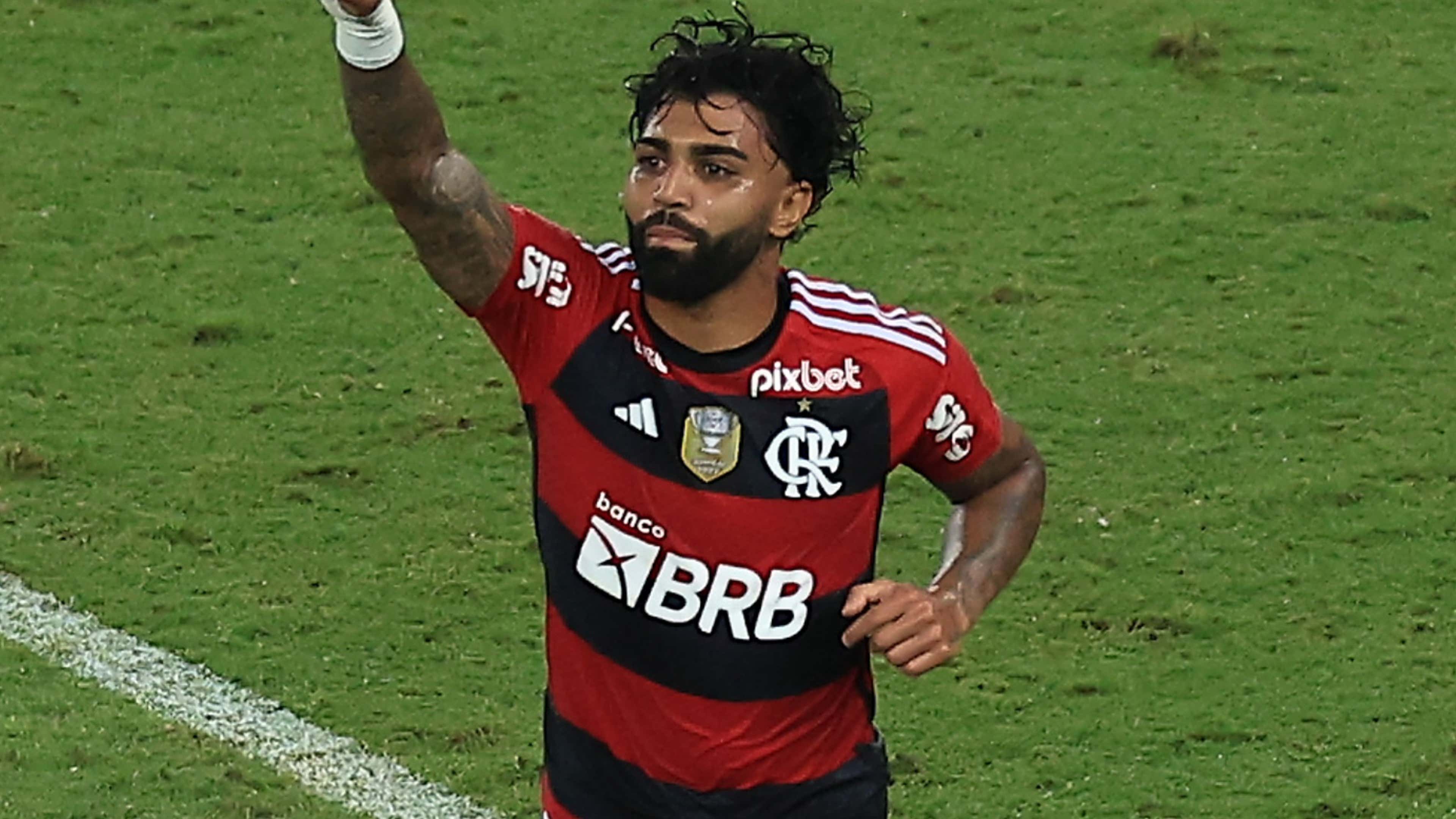 Gabigol comemora gol pelo Flamengo contra o Maringá, pela Copa do Brasil de 2023