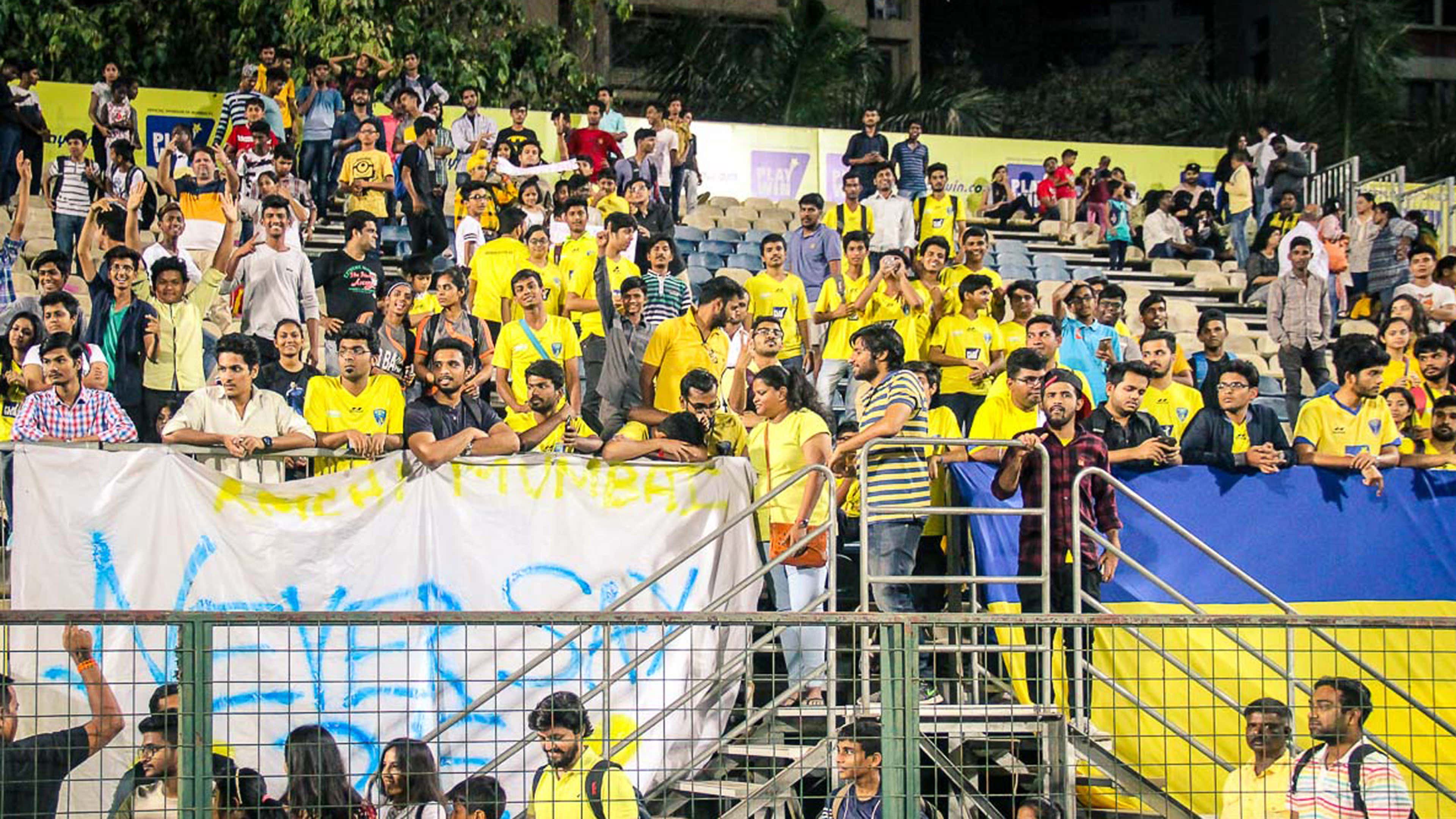 Mumbai FC supporters during I-League match against Churchill Brothers SC