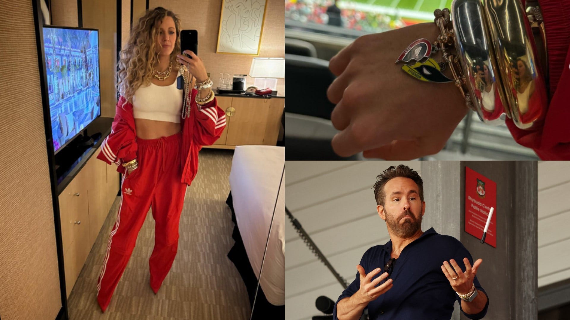 'I wore pants that were shoes' - Blake Lively reflects on wild Super Bowl antics alongside Taylor Swift after leaving her & Ryan Reynolds' kids for 'first time ever' & reveals meaning behind Deadpool bracelet from Wrexham co-owner