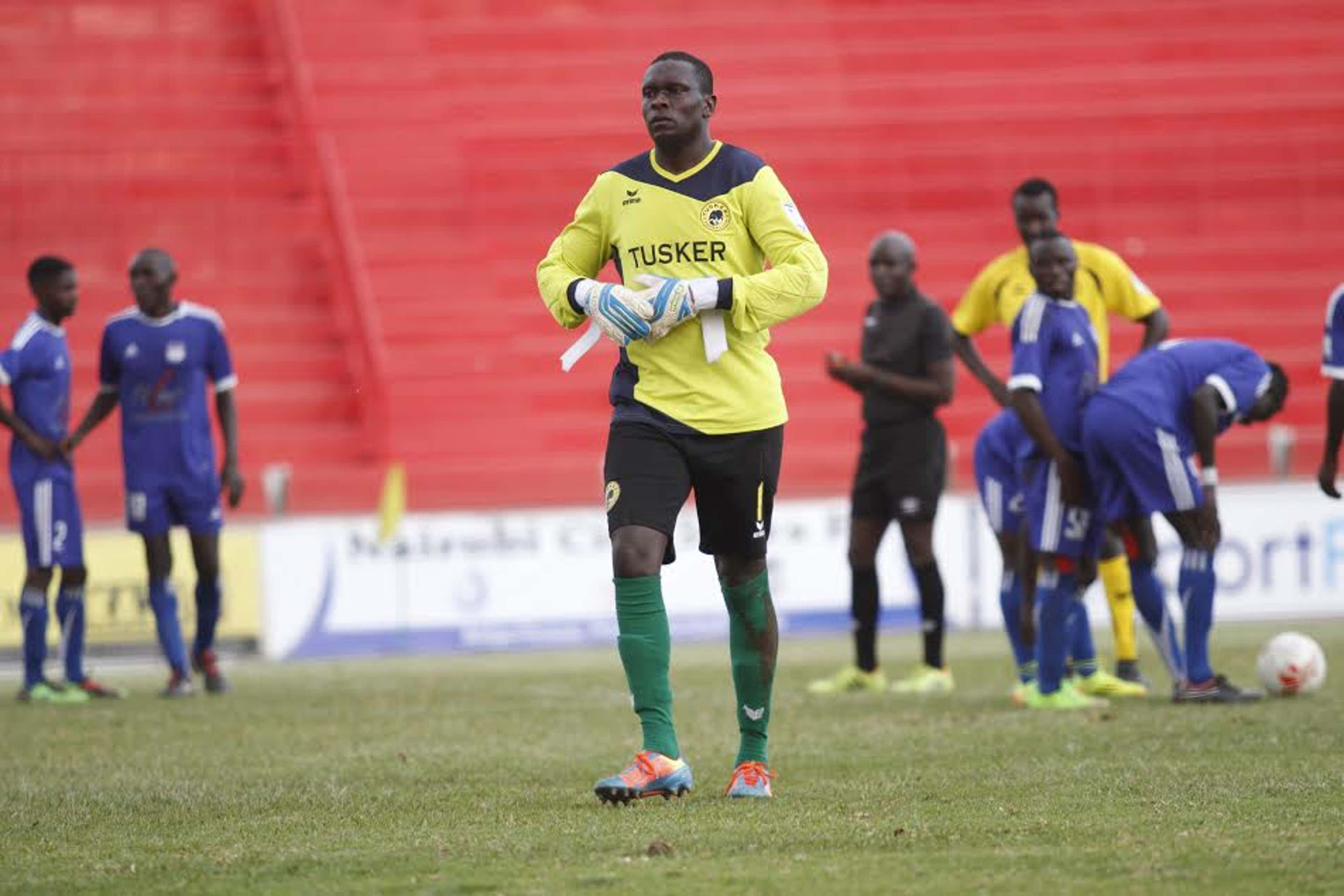 Tusker goalkeeper Duncan Ochieng was red carded against Nairobi City Stars